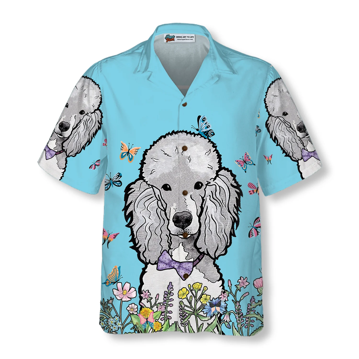 Lady Poodle  The Butterflies Hawaiian Shirt Aloha Shirt For Men and Women