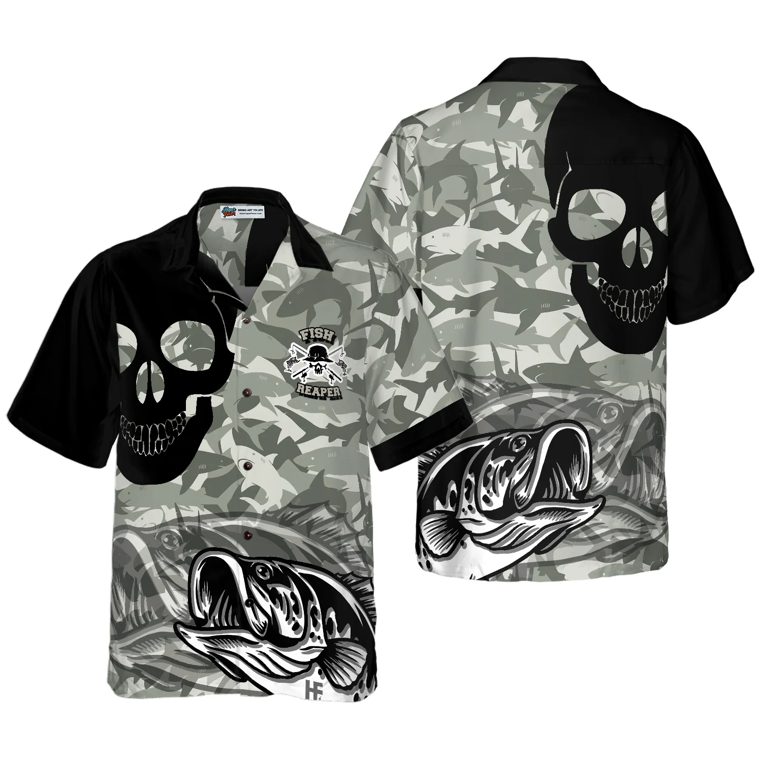 Eat Sleep Fishing Repeat Skull Camouflage Hawaiian Shirt Aloha Shirt For Men and Women