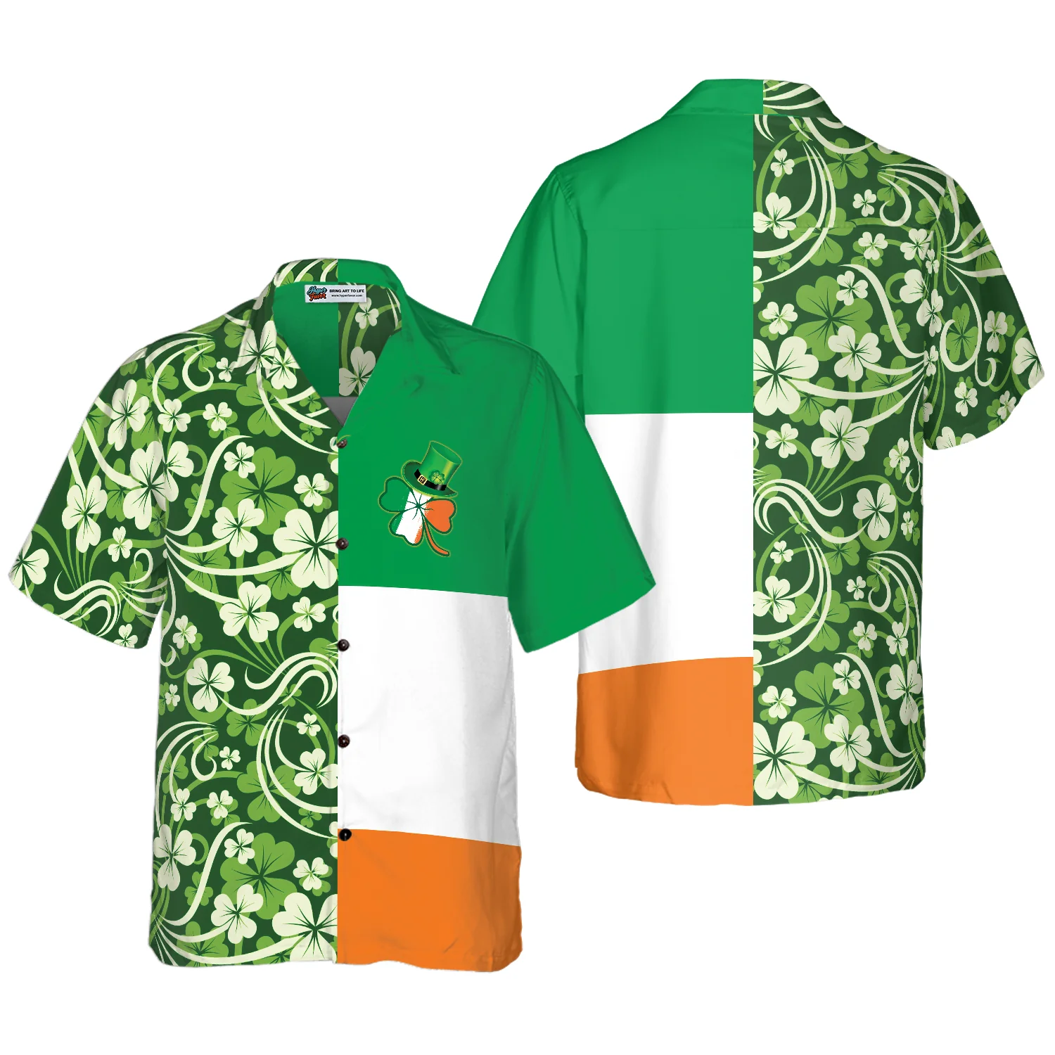 Shamrock With Flag Saint Patricks Day Irish Ireland Hawaiian Shirt Aloha Shirt For Men and Women