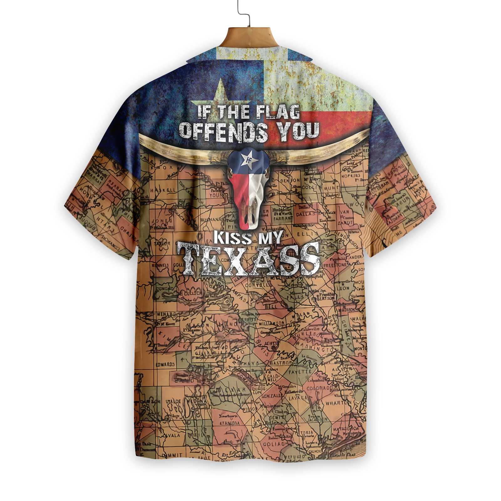 Texas Flag And Map Pattern Hawaiian Shirt If The Flag Offends You Kiss My Texass Shirt Texas Longhorns Shirt Aloha Shirt For Men and Women