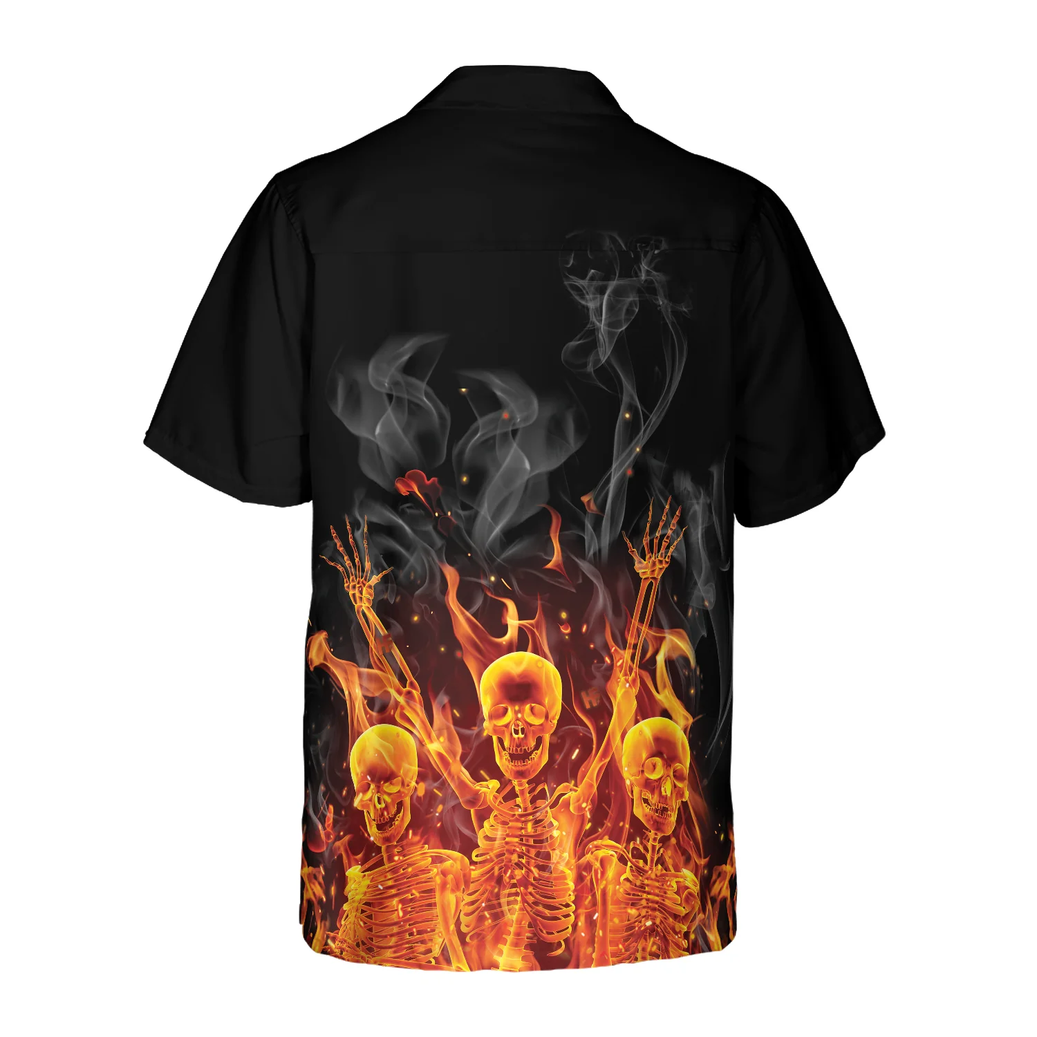 Fire Skeletons Night Party Hawaiian Shirt Aloha Shirt For Men and Women