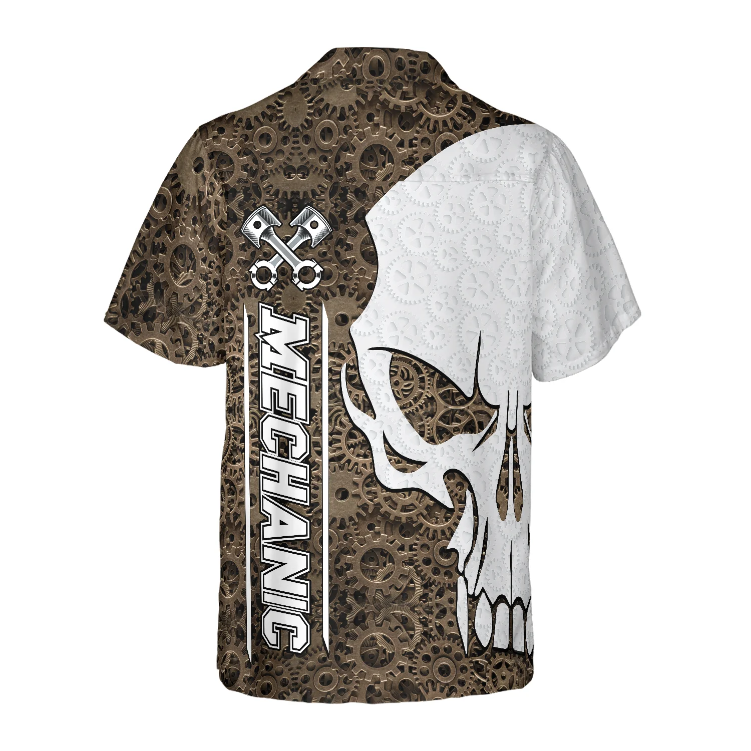 Mechanic Camo Pattern Skull Hawaiian Shirt Aloha Shirt For Men and Women