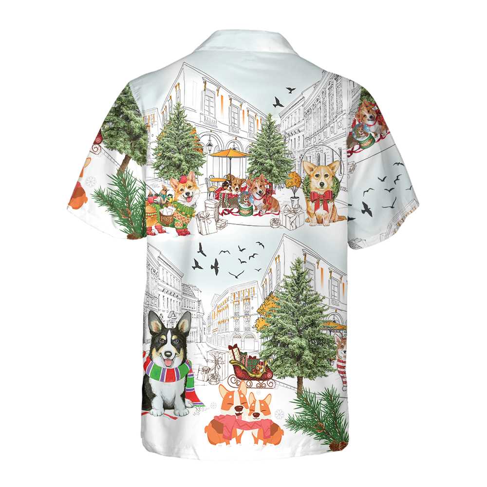 Corgis On Christmas Day Hawaiian Shirt Corgi Dog Christmas Shirt  Women Best Christmas Gift Aloha Shirt For Men and Women