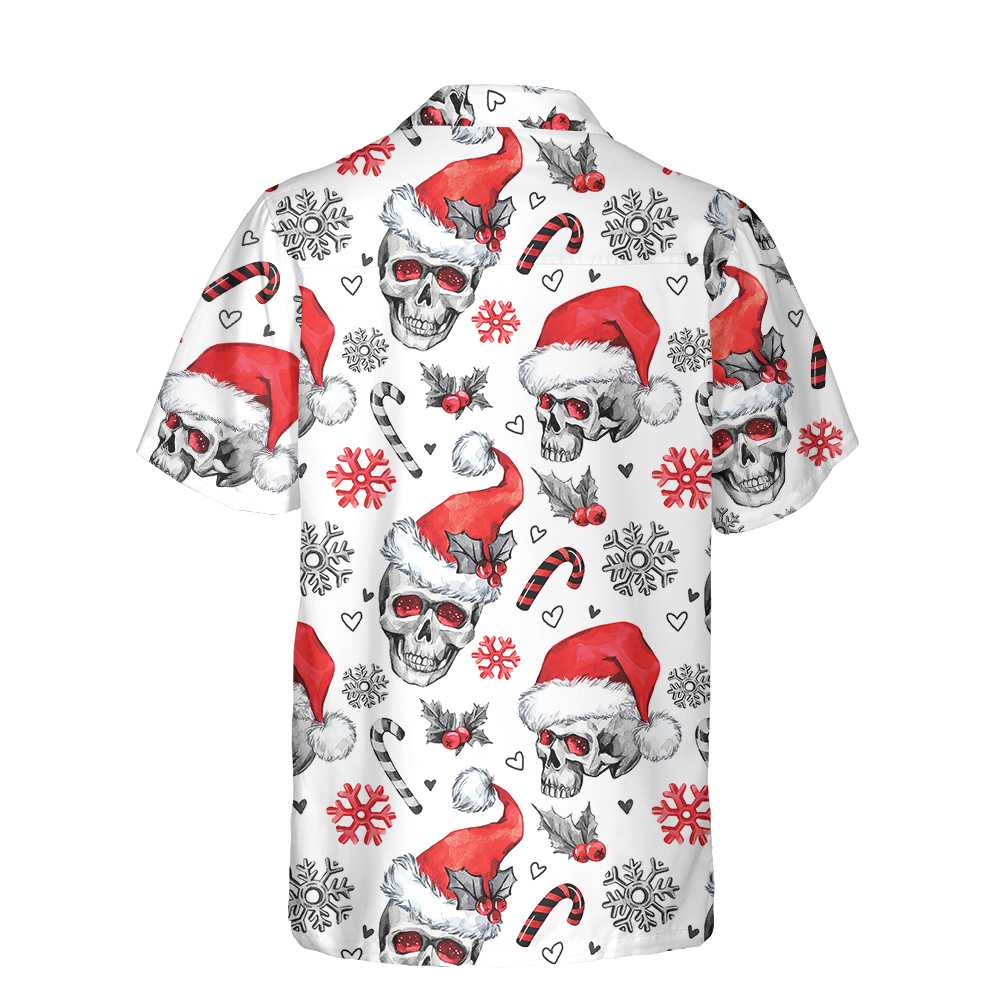 Christmas Skulls With Candy Canes White Version Christmas Hawaiian Shirt Skull Christmas Hawaiian Shirt Aloha Shirt For Men and Women