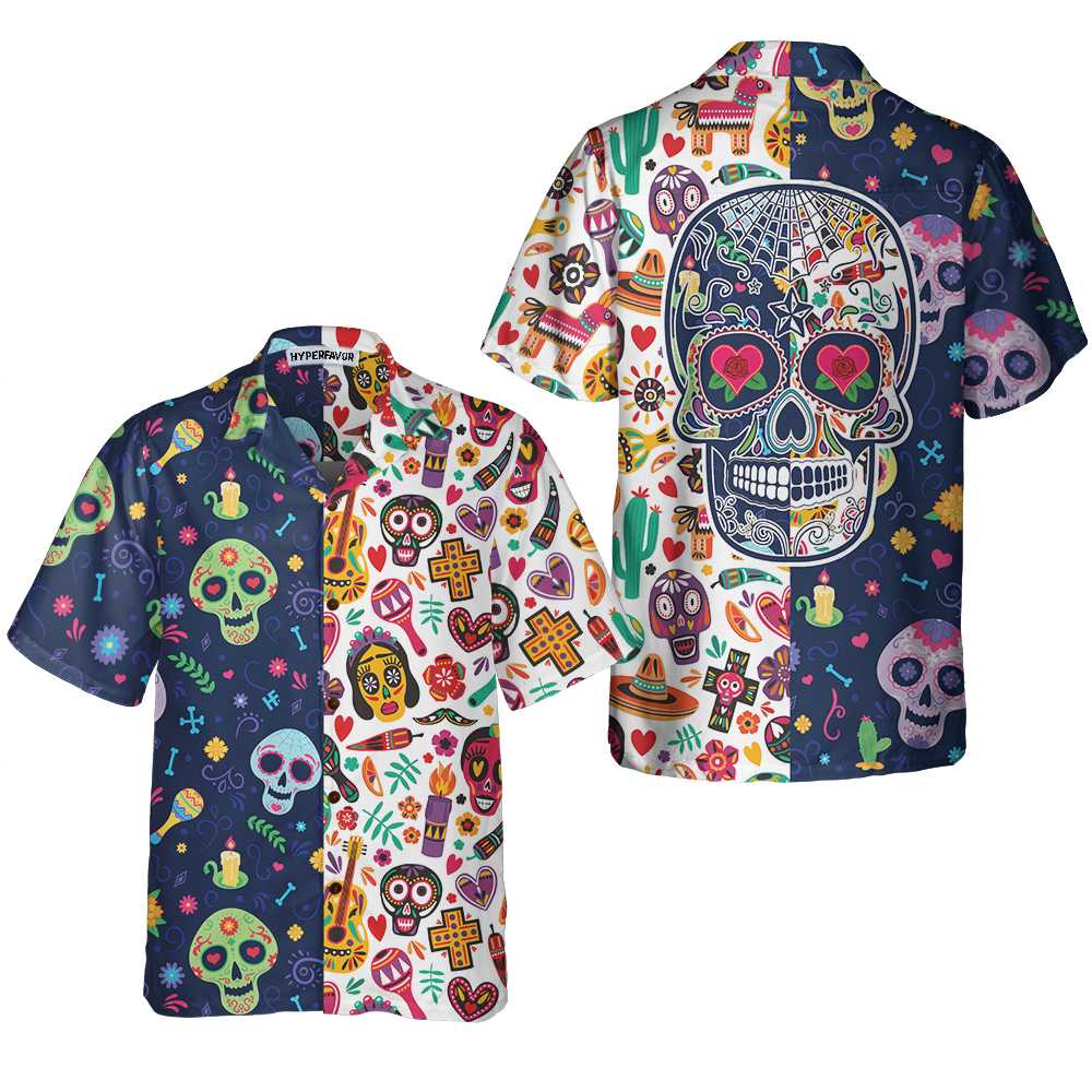 Dia De Los Muertos Mexican Skulls Flower Hawaiian Shirt Best Day Of The Dead Gift Aloha Shirt For Men and Women