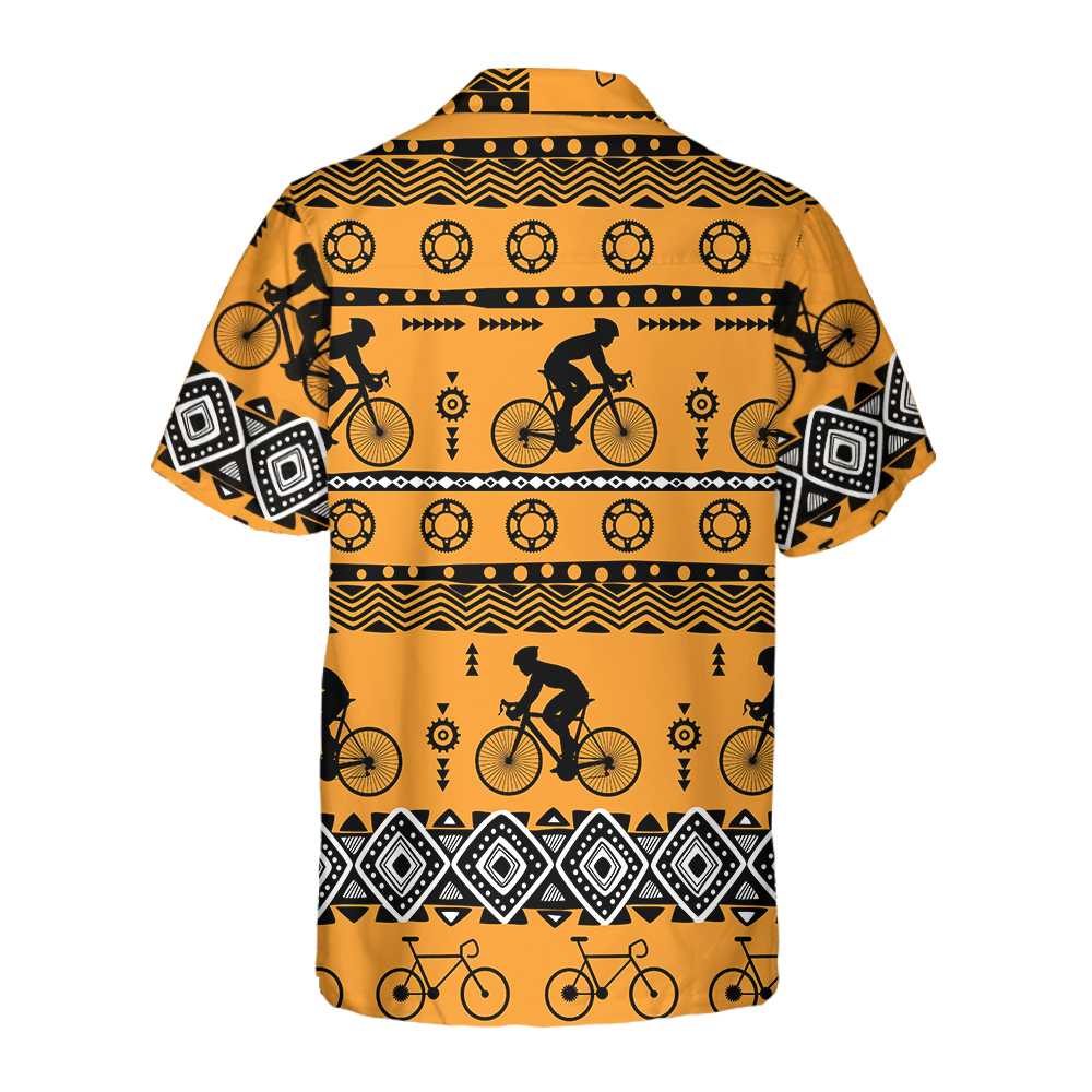 Cycling Tribal Pattern Hawaiian Shirt  Women Vintage Bicycle Shirt Best Gift For Bikers Aloha Shirt For Men and Women