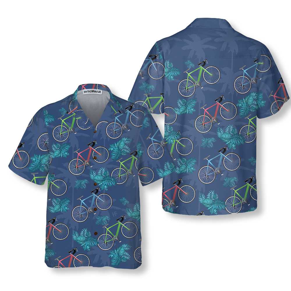 Tropical Cycling Hawaiian Shirt Unique Cycling Shirt  Women Cycling Gift Idea Aloha Shirt For Men and Women