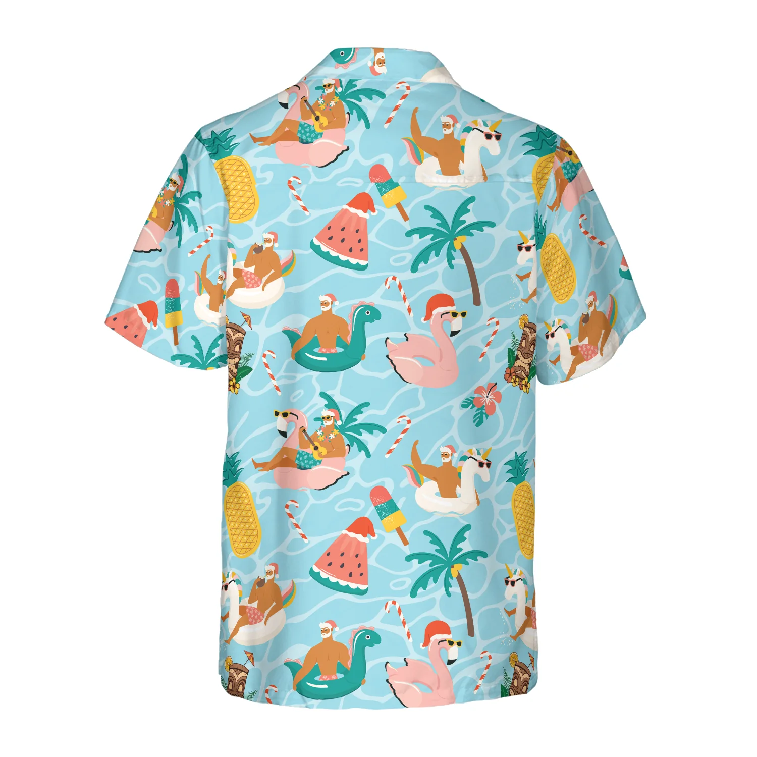 Hyperfavor Christmas Hawaiian Shirts Santa Beach Summer Shirt Short Sleeve Christmas Shirt Idea Gift Aloha Shirt For Men and Women