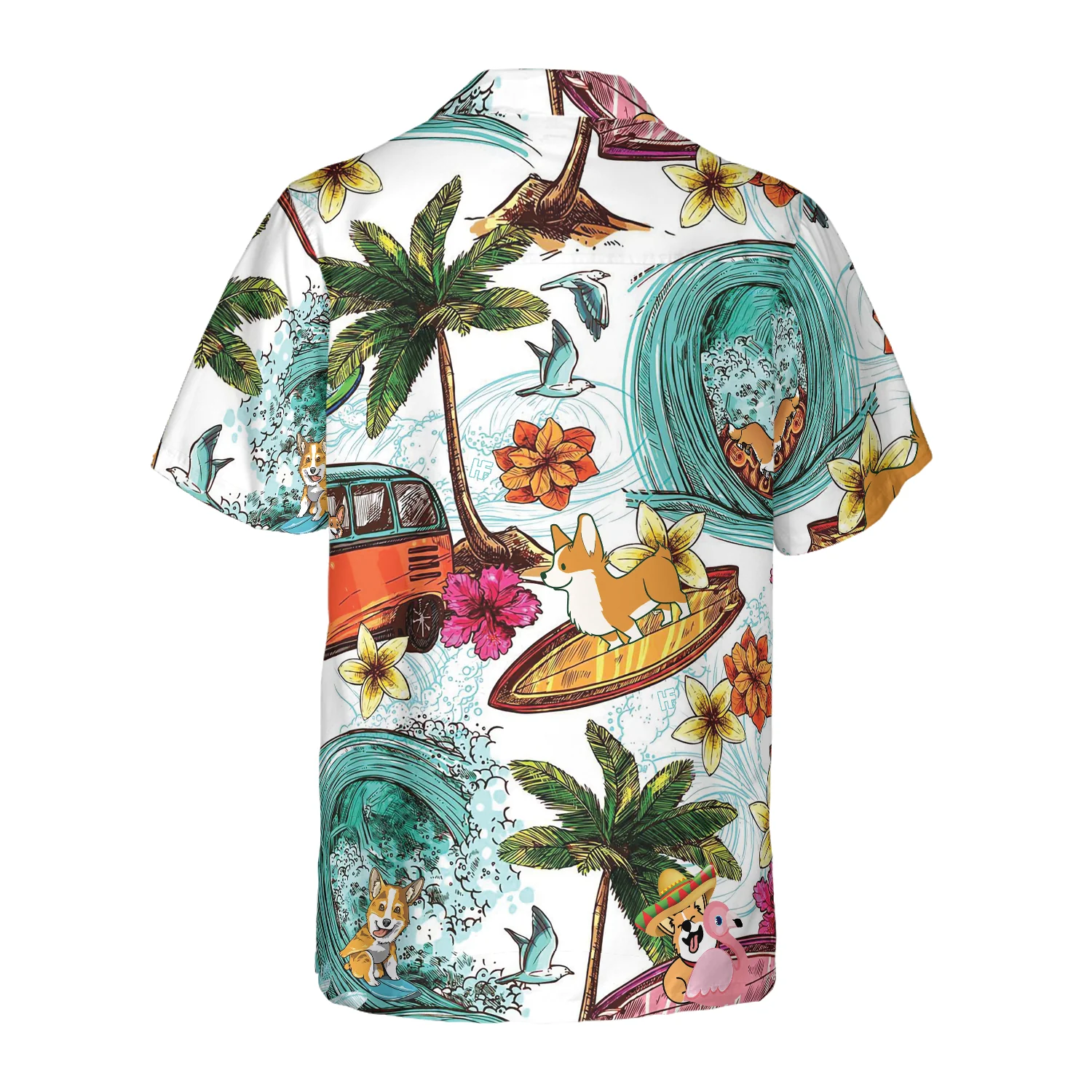 Corgi On The Beach Shirt Hawaiian Shirt Aloha Shirt For Men and Women