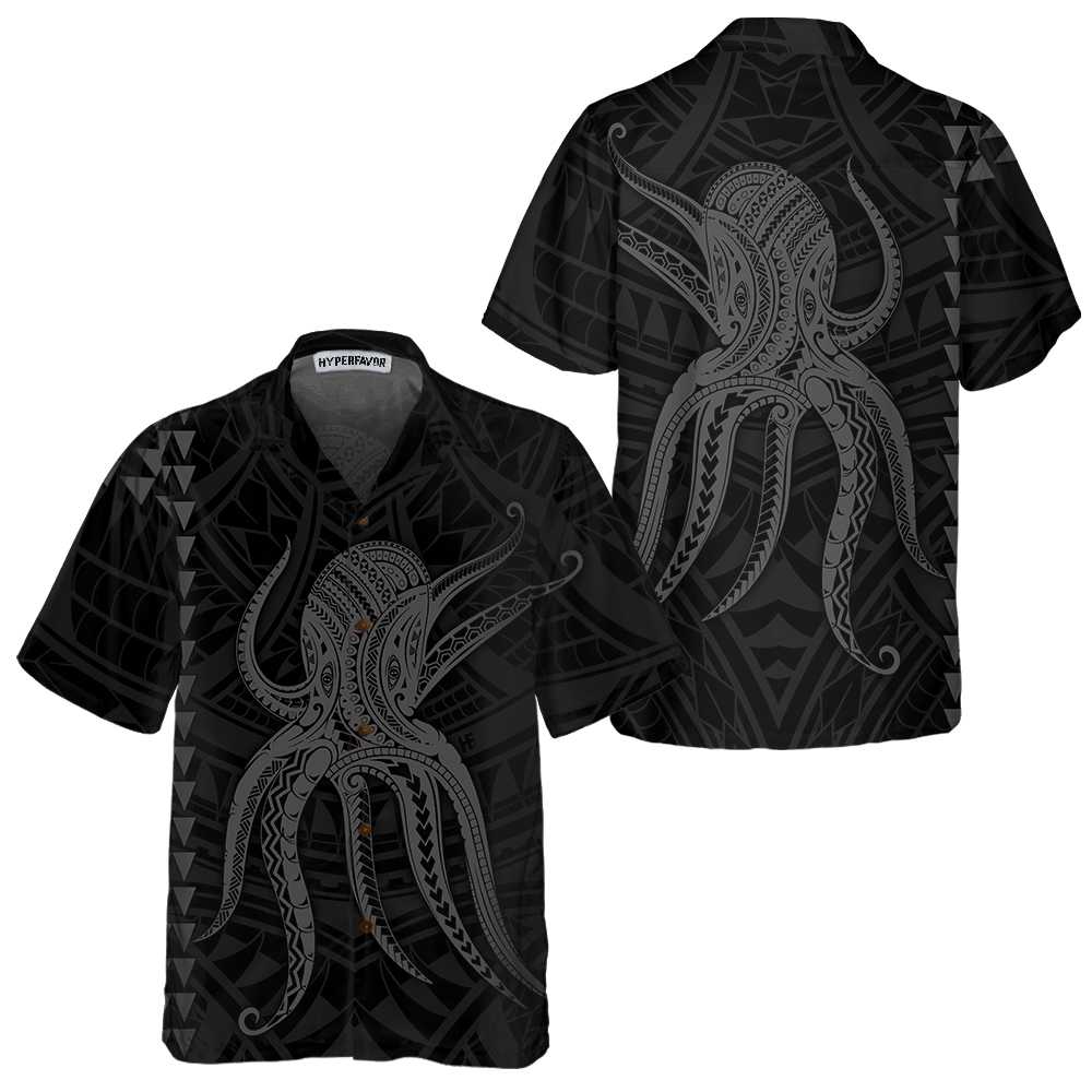 Octopus In Polynesian Style Hawaiian Shirt Unique Octopus Shirt Aloha Shirt For Men and Women