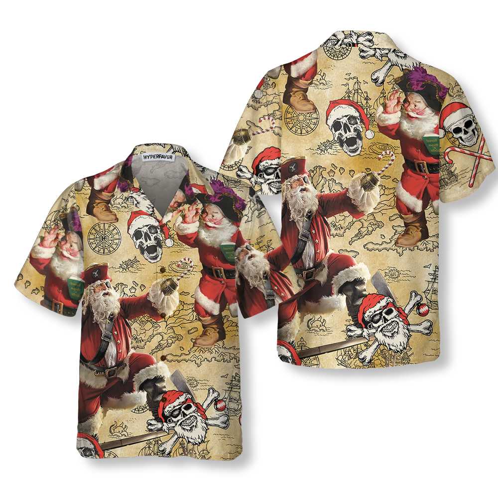 Pirate Santa Claus Hawaiian Shirt Funny Santa Shirt Best Gift For Christmas Aloha Shirt For Men and Women