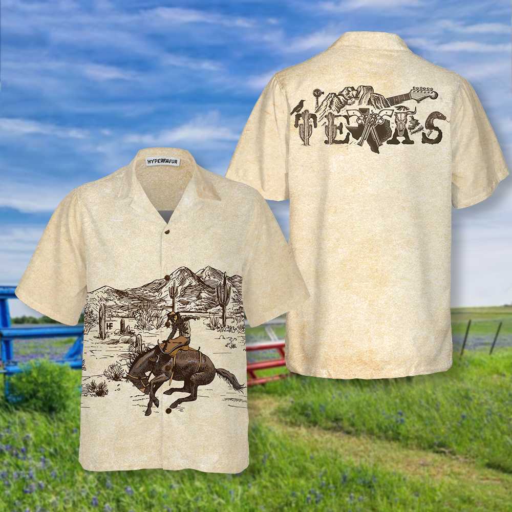 Lone Star State Cowboy Texas Hawaiian Shirt Vinatge Texas Shirt For Texas Lovers Aloha Shirt For Men and Women