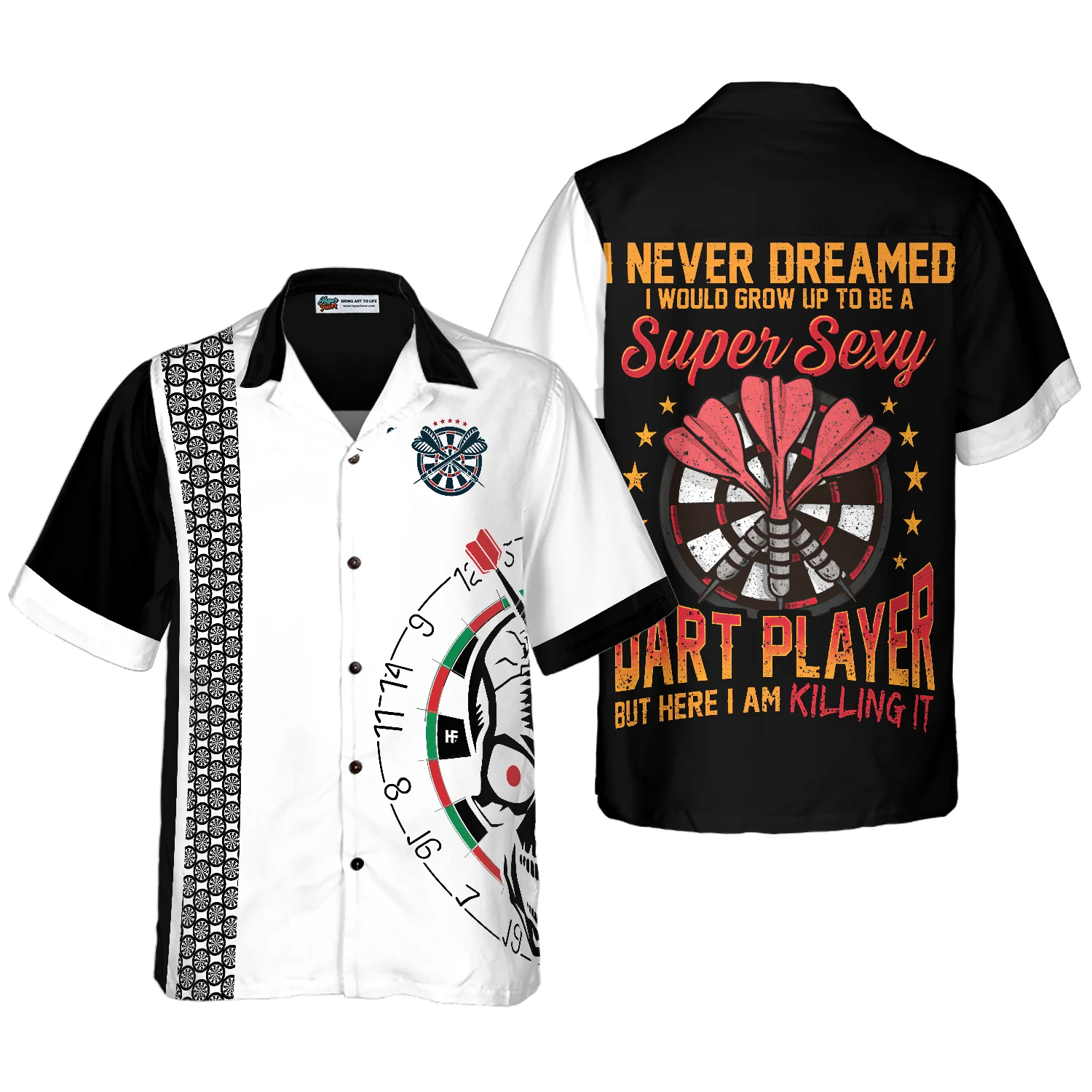 Super Sexy Skull Dart Player Hawaiian Shirt Aloha Shirt For Men and Women