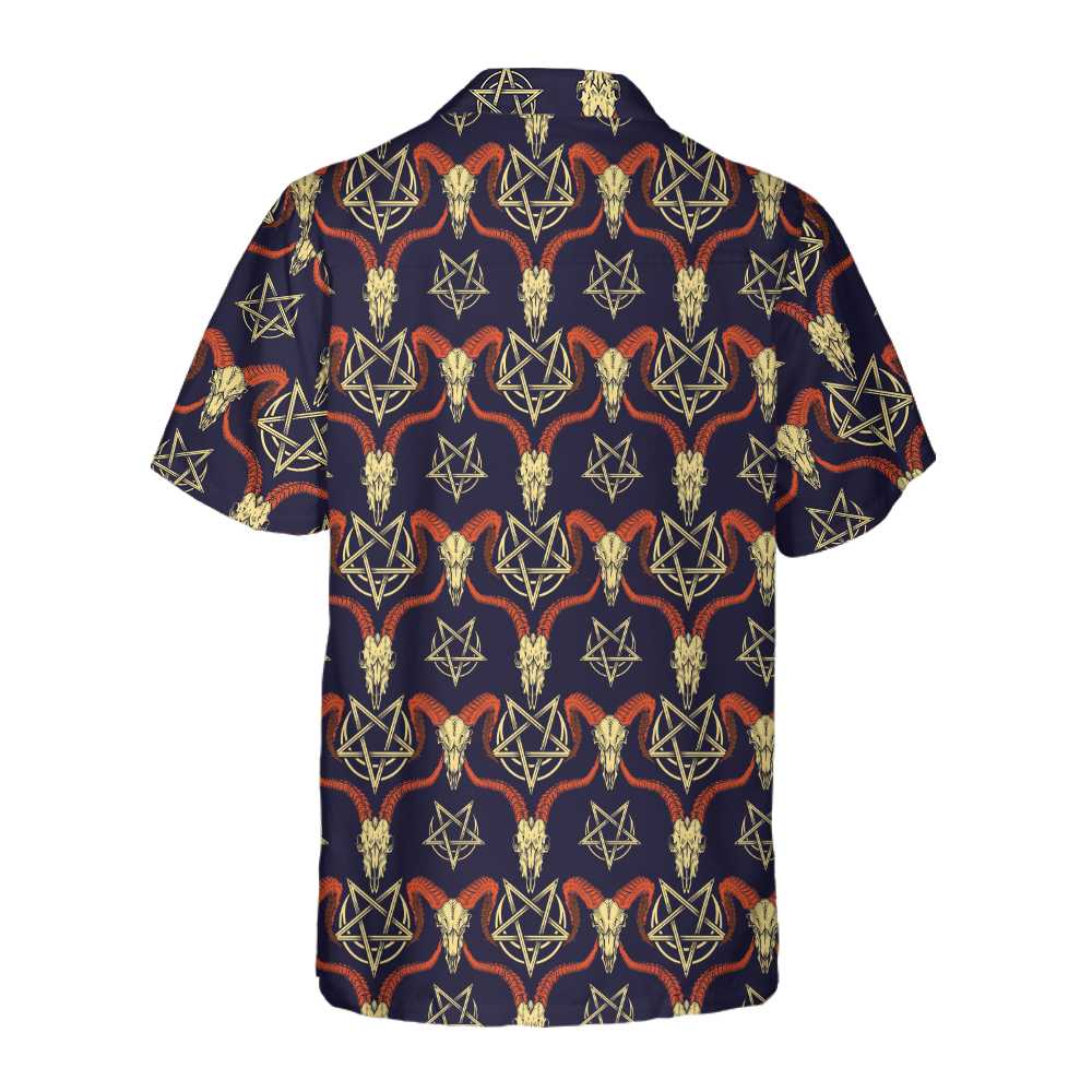 Goat Head Satanic Hawaiian Shirt Funny Goat Shirt For Adults Goat Print Shirt Aloha Shirt For Men and Women