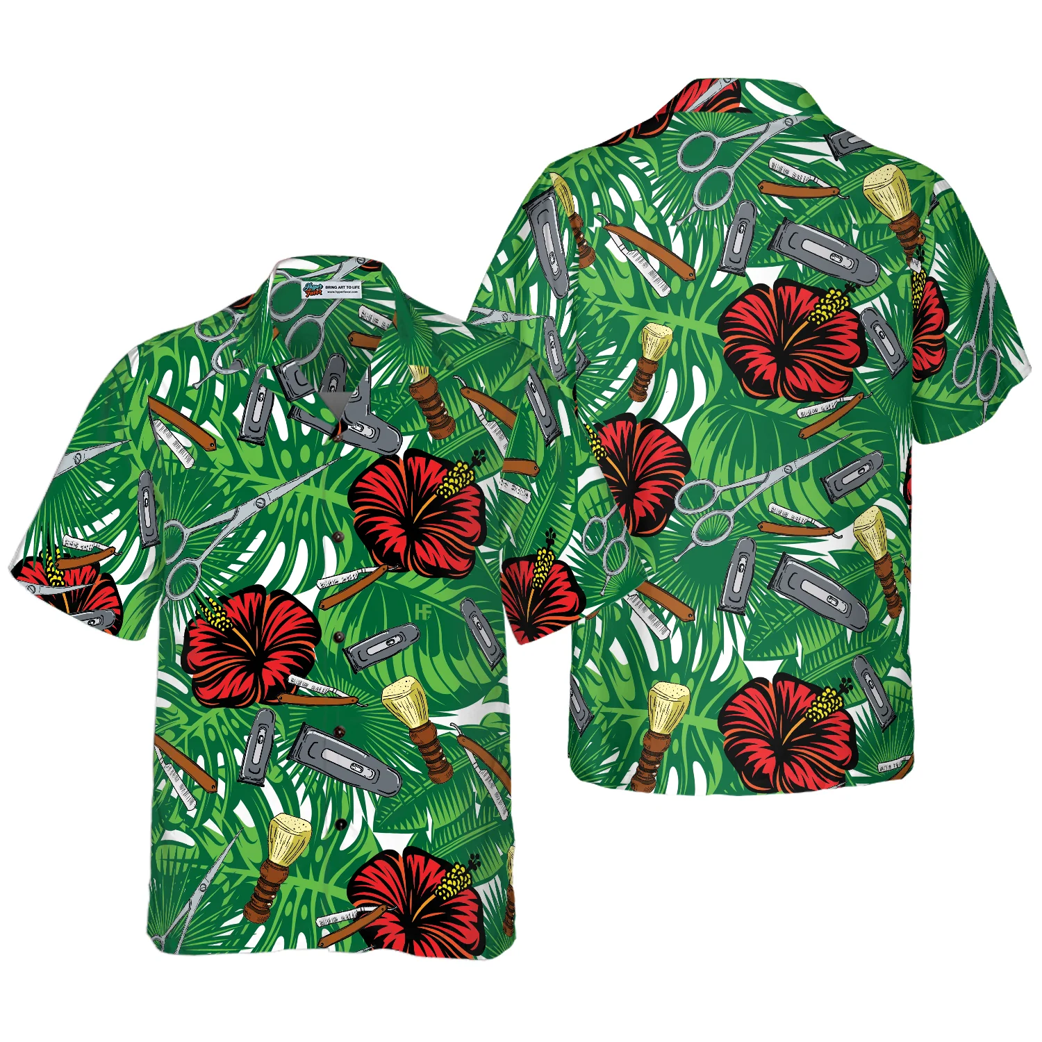 Rose Barber Tools Pattern V1 Hawaiian Shirt Aloha Shirt For Men and Women