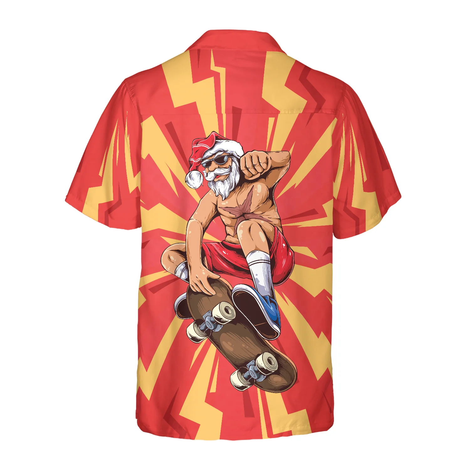 Hyperfavor Christmas Hawaiian Shirts Santa Sakteboarder Hawaiian Shirt Button Down Shirt Short Sleeve Aloha Shirt For Men and Women