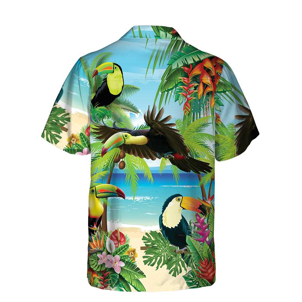 Toucan Tropical Beach Hawaiian Shirt Funny Toucan Shirt  Women Aloha Shirt For Men and Women