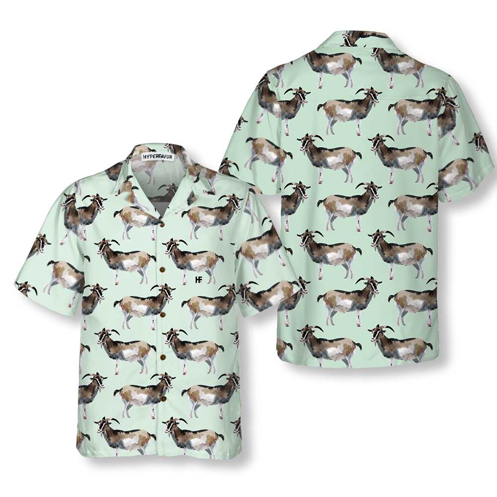 Watercolor Goat Pattern Hawaiian Shirt Funny 3D Goat Shirt Aloha Shirt For Men and Women