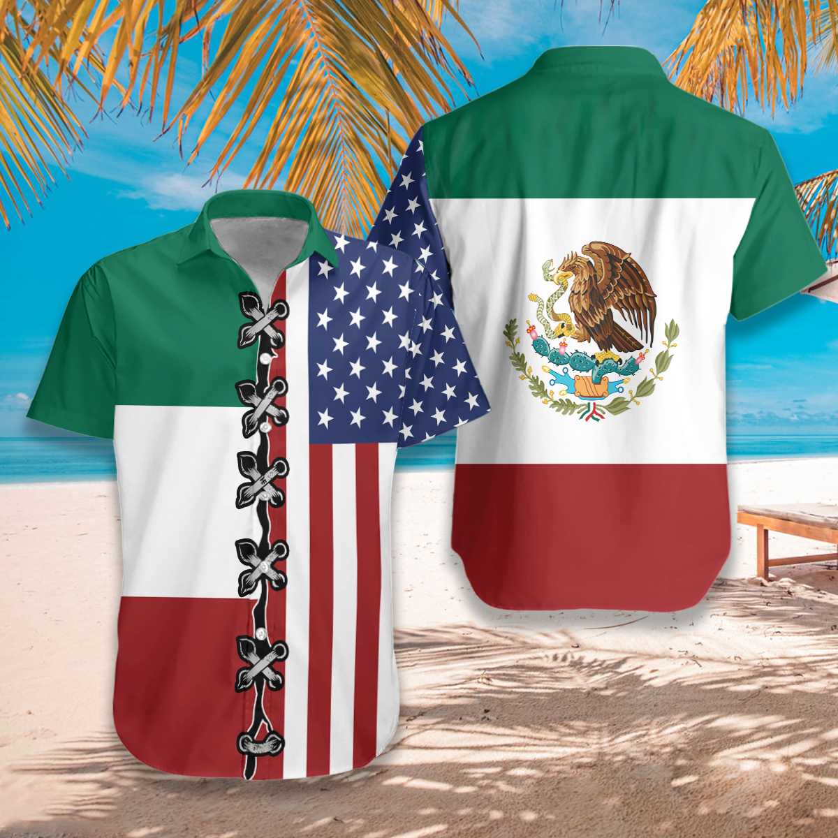 American Mexico Flag Hawaiian Shirt Aloha Shirt For Men and Women