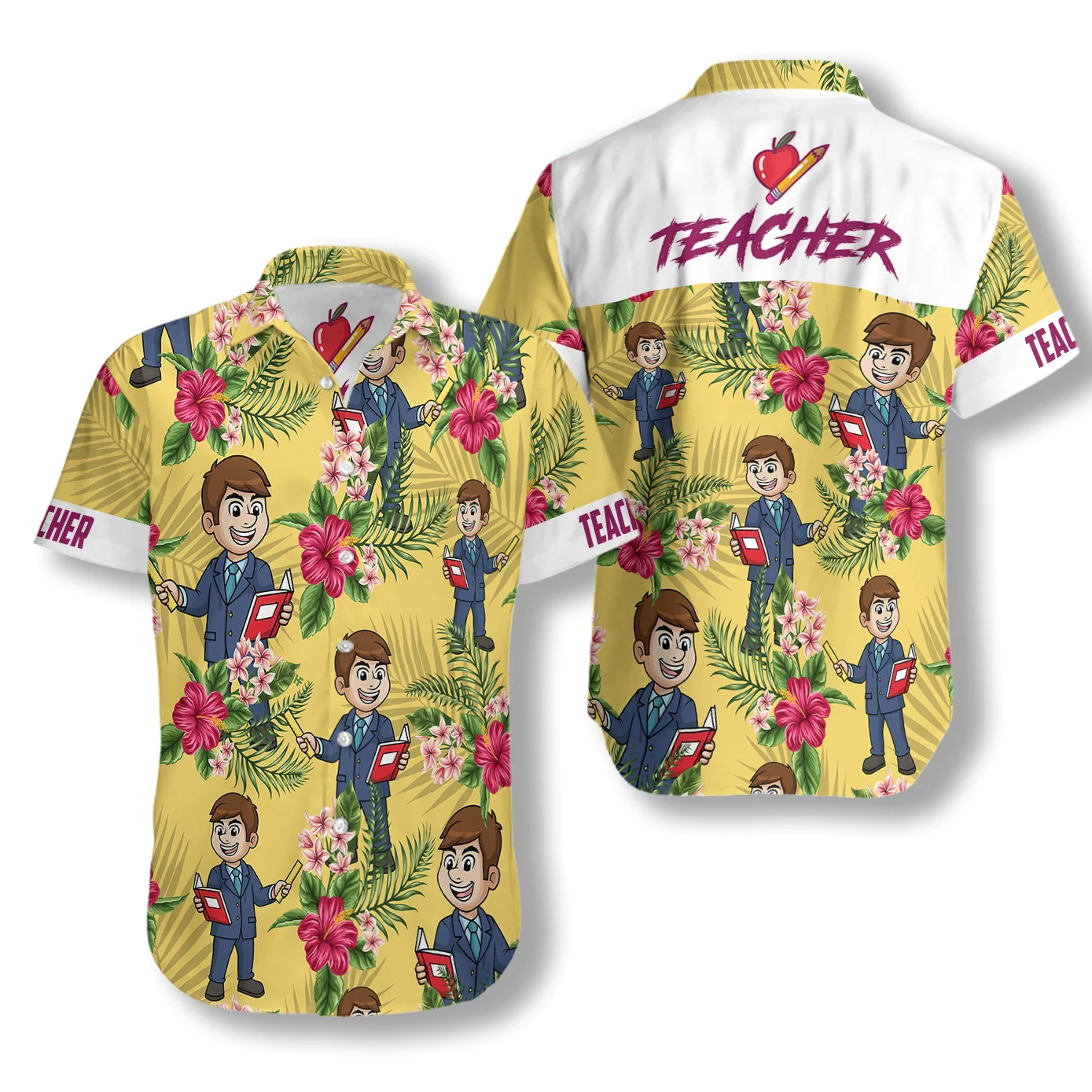 Proud Teacher Hawaiian Shirt Aloha Shirt For Men and Women