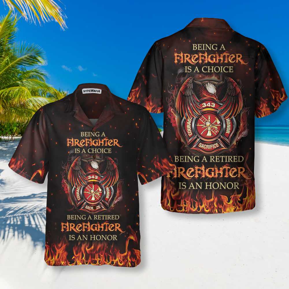 Retired Firefighter Hawaiian Shirt Honor Fireman Shirt Best Gift For Firefighters Aloha Shirt For Men and Women