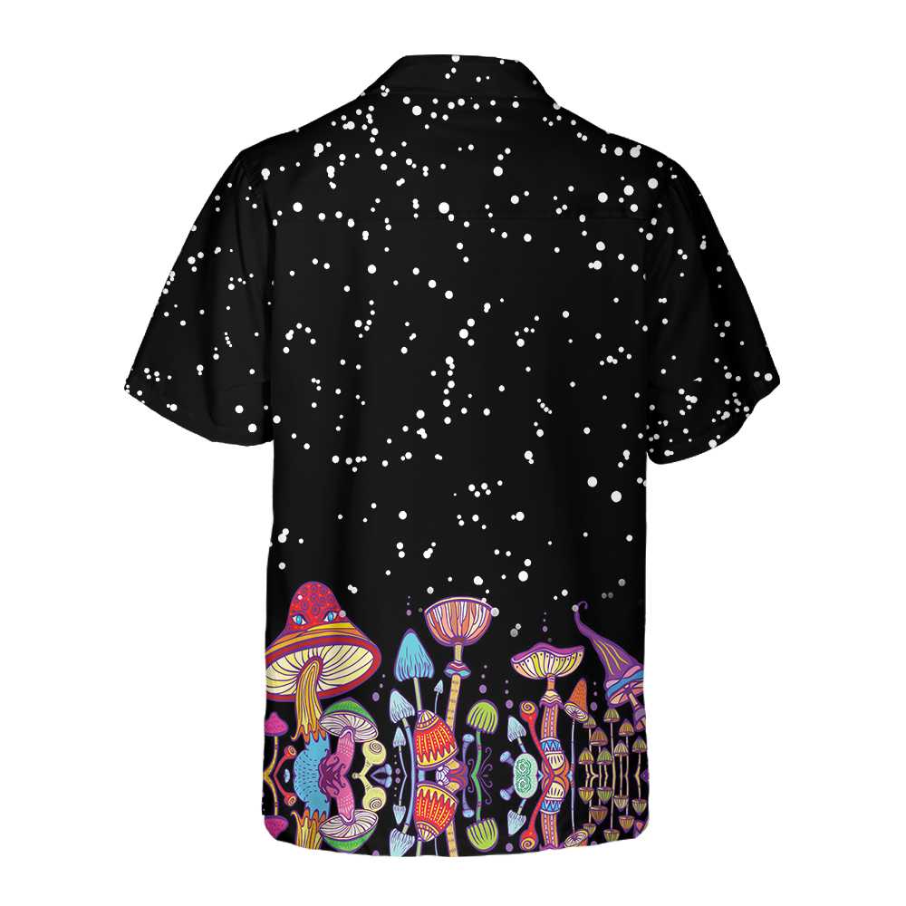 Colorful Mushroom Hawaiian Shirt Funny Mushroom Print Shirt  Women Aloha Shirt For Men and Women