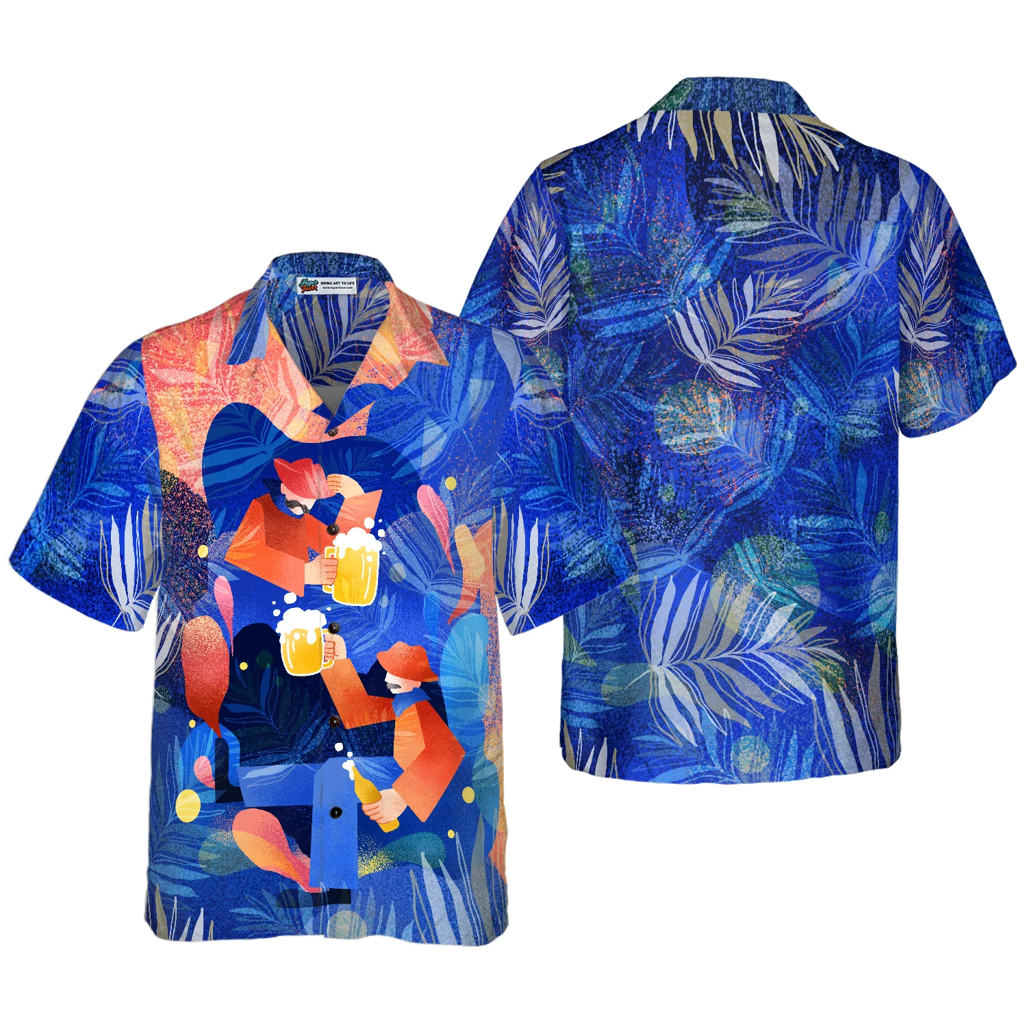 Artistic Beer Party Hawaiian Shirt Beer Lovers Aloha Shirts Blue Tropical Shirt Aloha Shirt For Men and Women