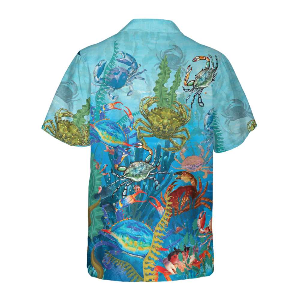 Underwater World Crab Hawaiian Shirt Cool Crab Shirt Crab Gift Idea Aloha Shirt For Men and Women