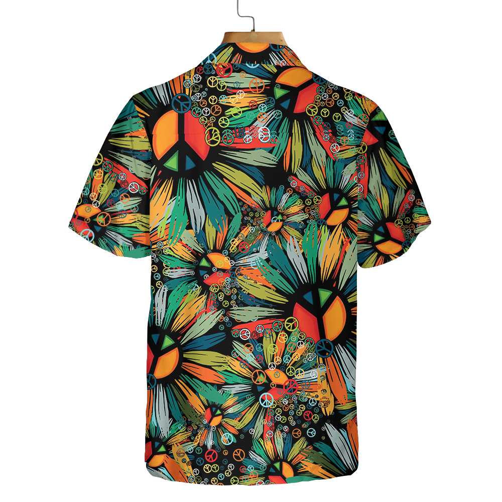 Hippie Soul Hawaiian Shirt Floral Hippie Peace Signs Shirt Aloha Shirt For Men and Women