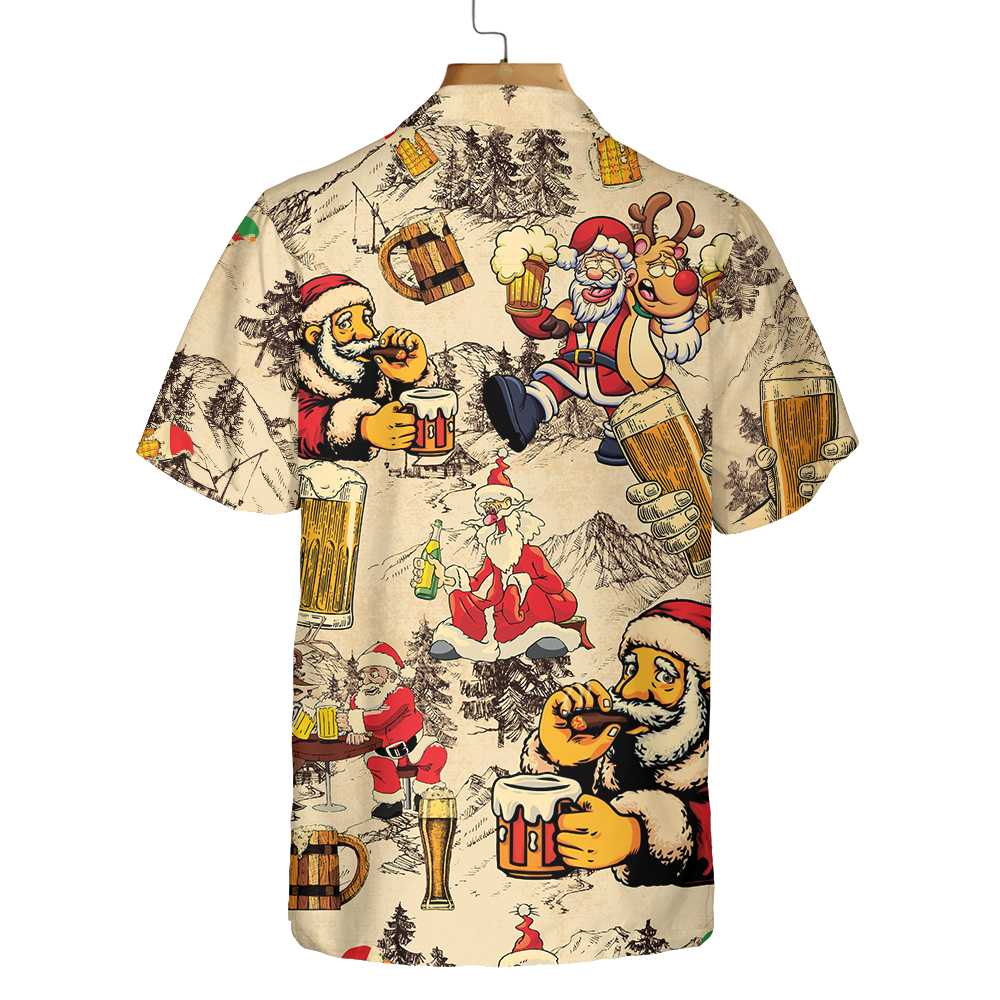 Christmas Funny Drunk Santa Claus And Beer Christmas Hawaiian Shirt Funny Santa Claus Gift Aloha Shirt For Men and Women