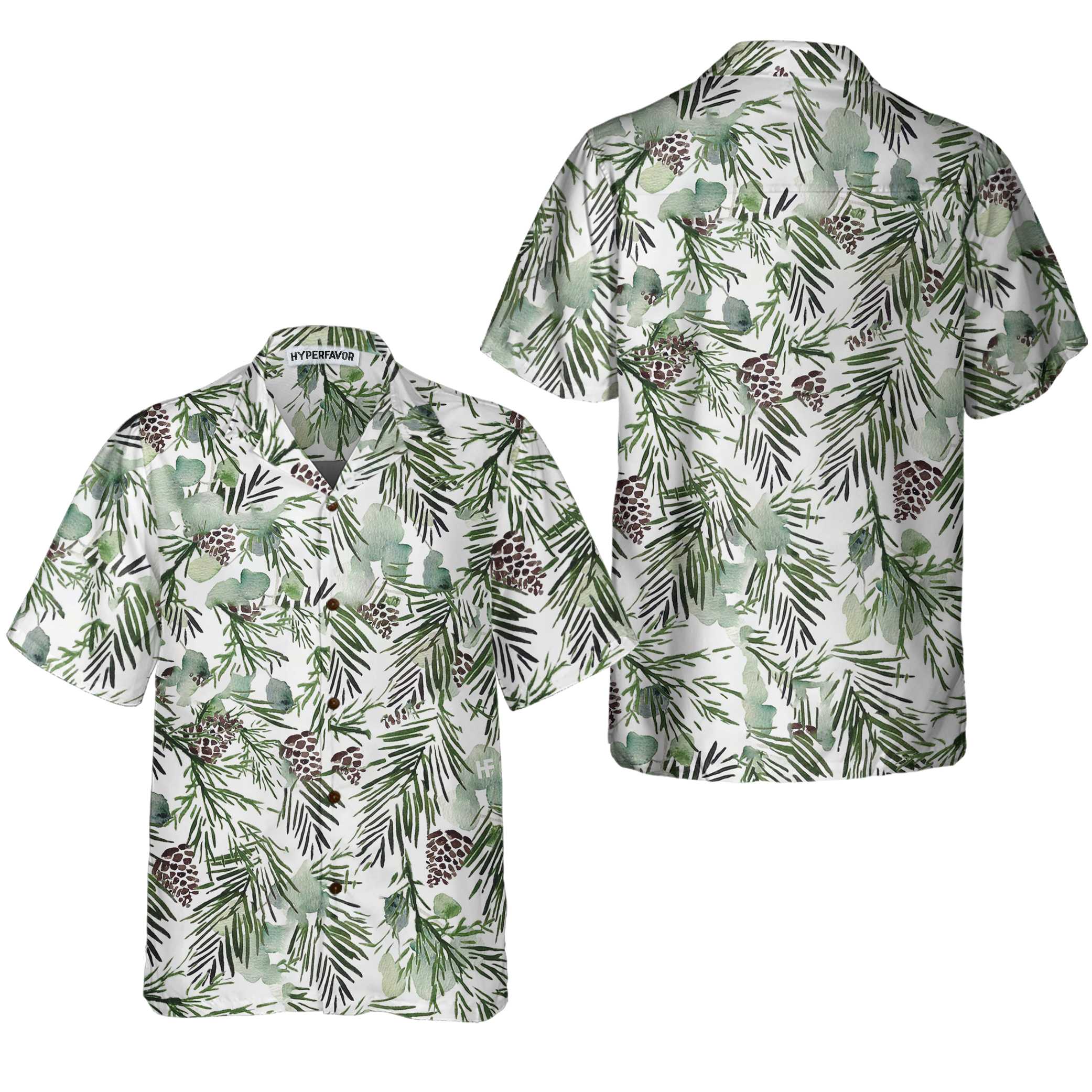 Christmas Aesthetic Watercolor Hawaiian Shirt Pine Tree Pattern Christmas Shirt Best Gift For Christmas Aloha Shirt For Men and Women