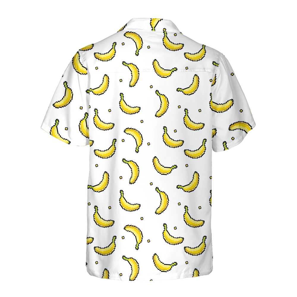 Pixel Banana Pattern Hawaiian Shirt Funny Banana Shirt For Adults Banana Pattern Shirt Aloha Shirt For Men and Women