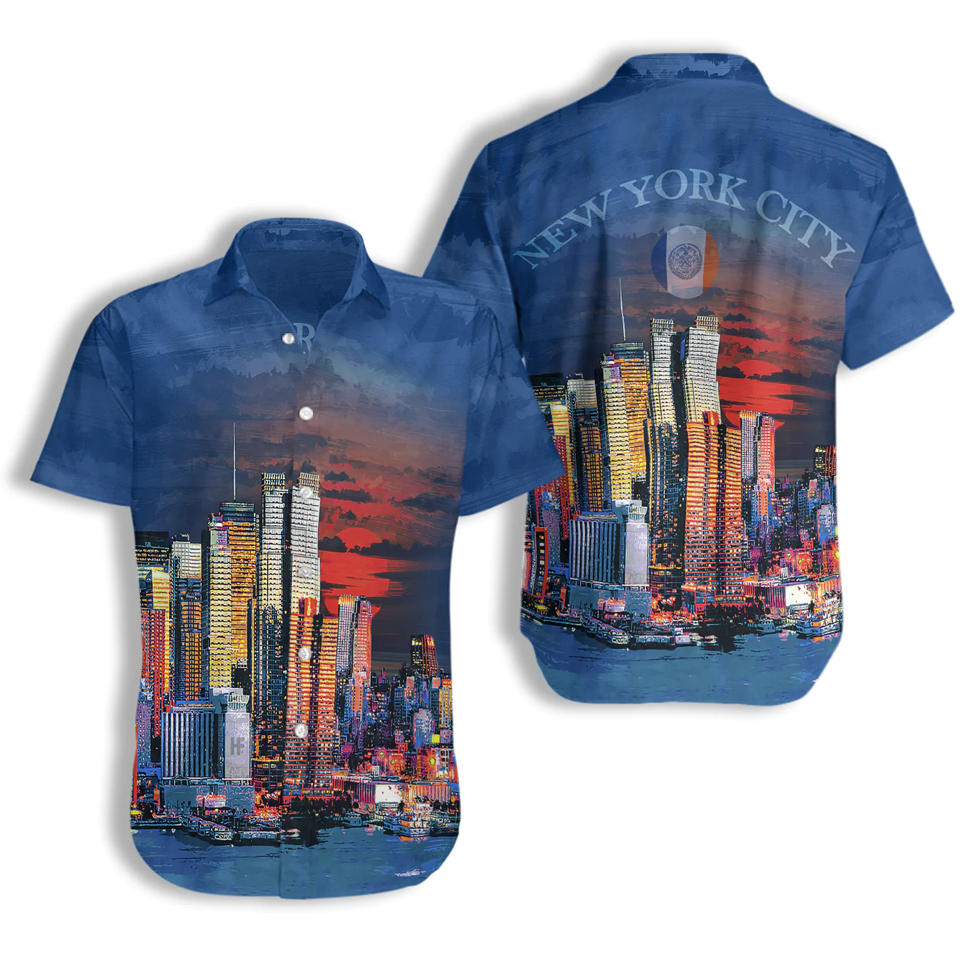 New York City Neon At Night Hawaiian Shirt Aloha Shirt For Men and Women