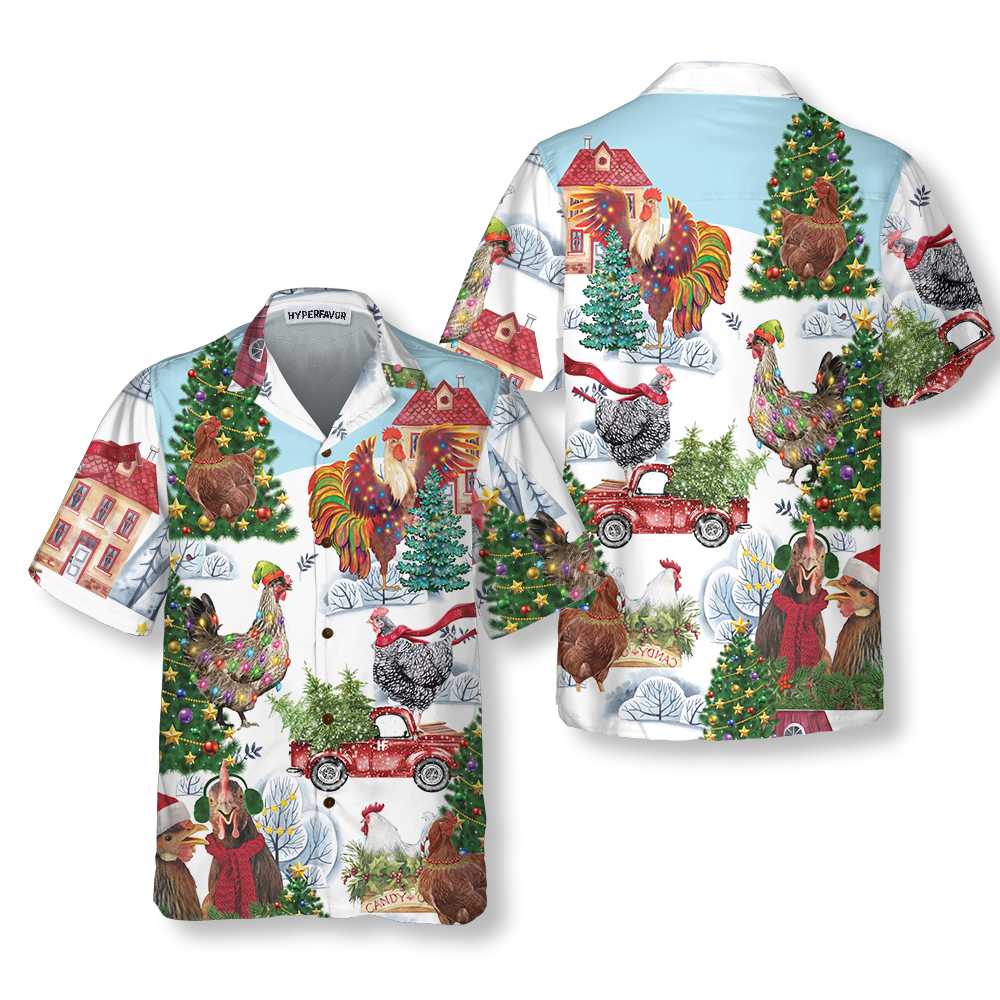 Christmas Chicken Hawaiian Shirt Funny Chicken Christmas Shirt Best Christmas Gift Idea Aloha Shirt For Men and Women