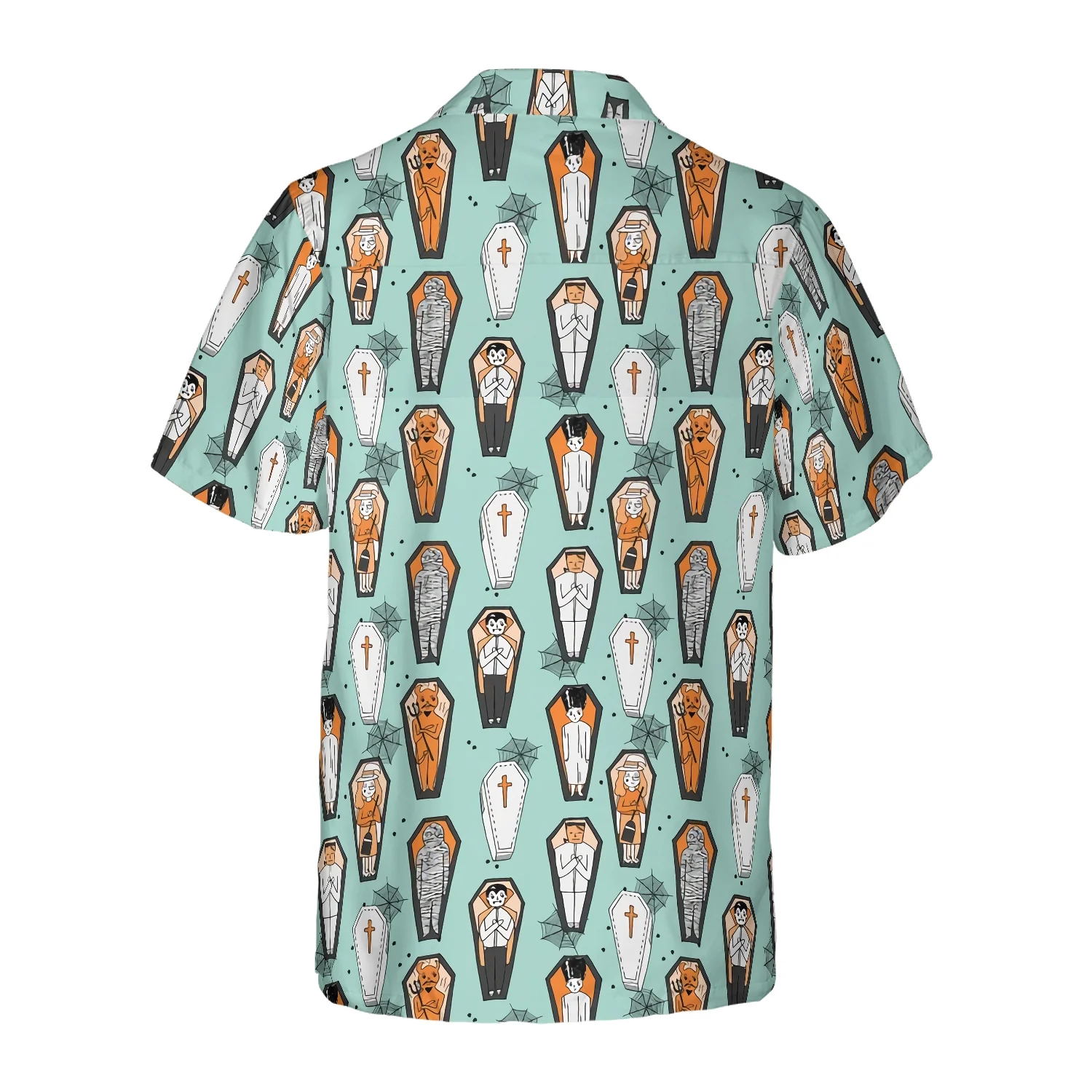 Vampire Coffins Halloween Shirt Arctic Blue Coffin Pattern Hawaiian Shirt Aloha Shirt For Men and Women