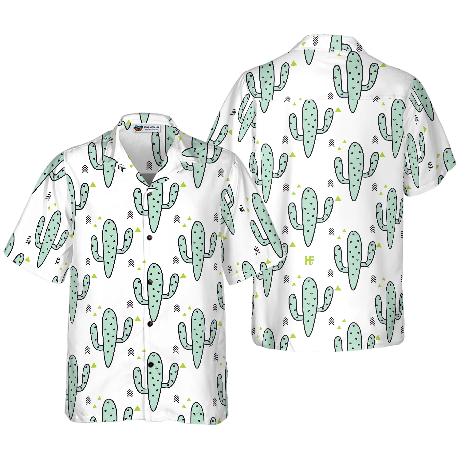 Green Mint Cactuses Hawaiian Shirt Aloha Shirt For Men and Women