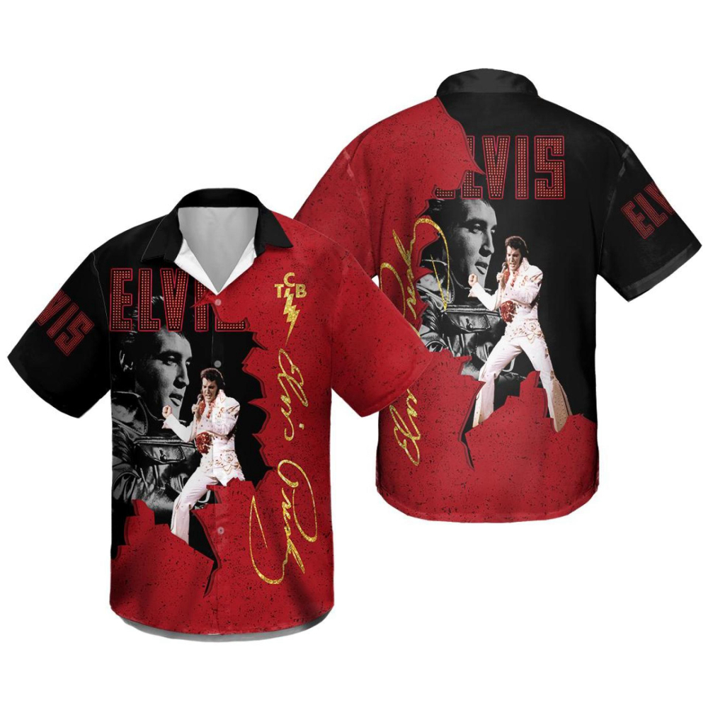 3D Elvis Presley Unisex Hawaiian Shirt Hot Summer Red 01