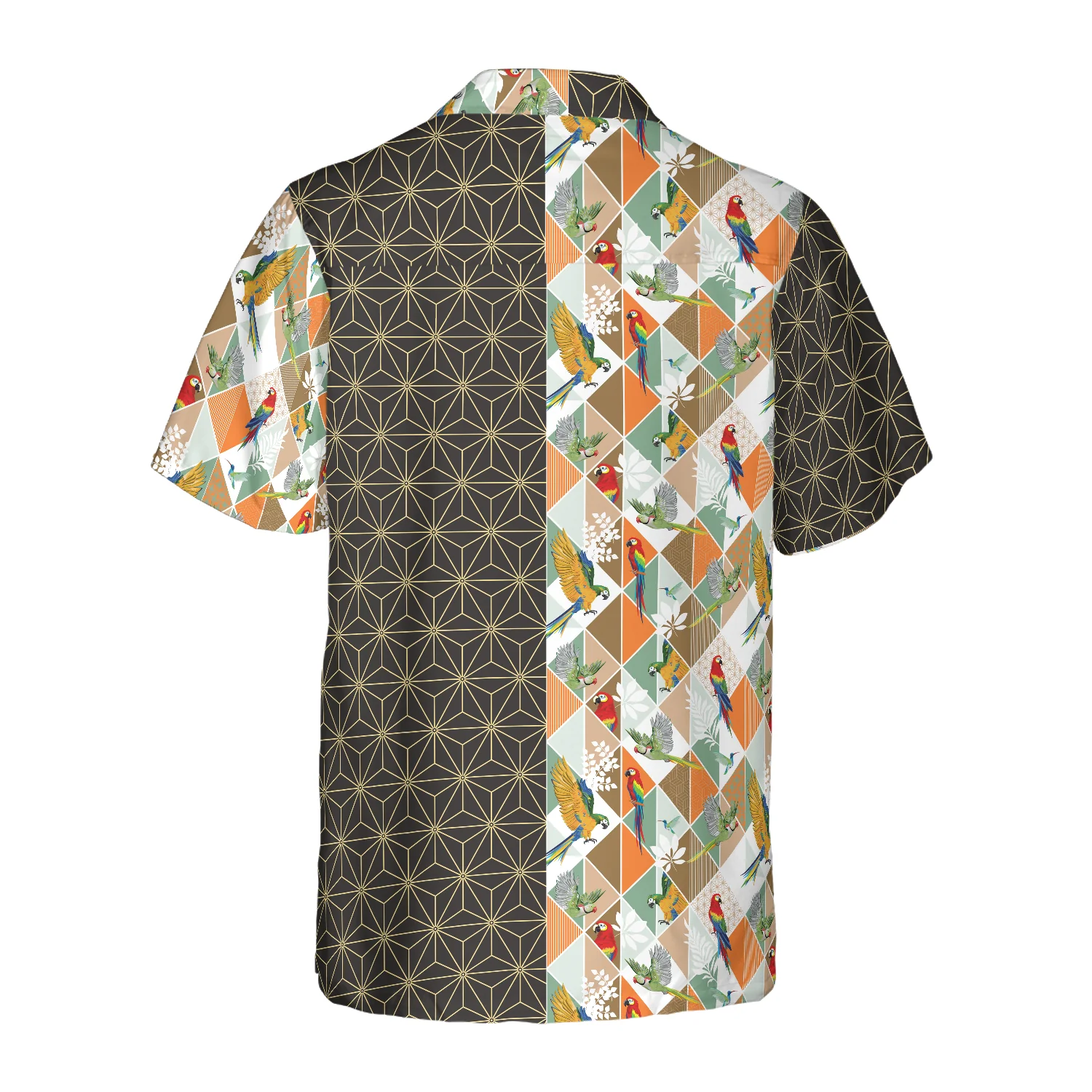 Bold Geometric Parrot Palm Hawaiian Shirt Aloha Shirt For Men and Women