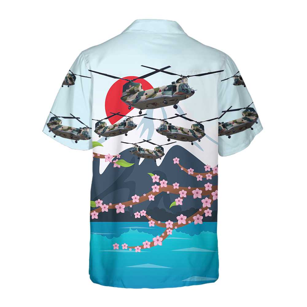 Kawasaki CH47J Chinook Helicopter Hawaiian Shirt Japanese Helicopter Shirt Men Aloha Shirt For Men and Women