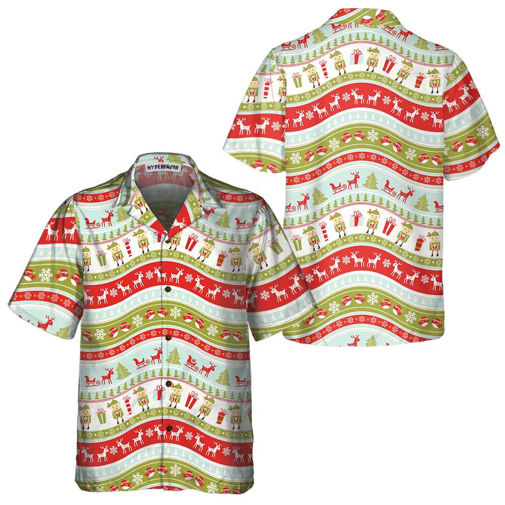 Vintage Christmas Elf Hawaiian Shirt Funny Christmas Shirt Best Xmas Gift Idea Aloha Shirt For Men and Women