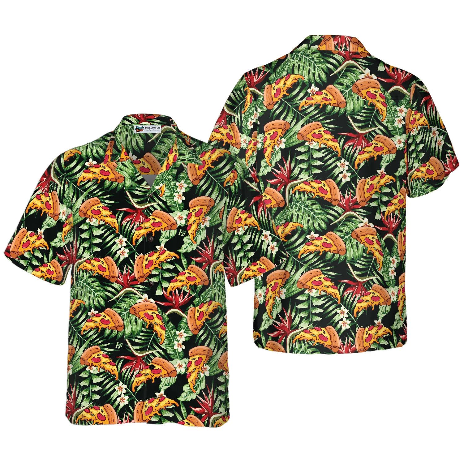 Funky Tropical Pizza Shirt Hawaiian Shirt Aloha Shirt For Men and Women