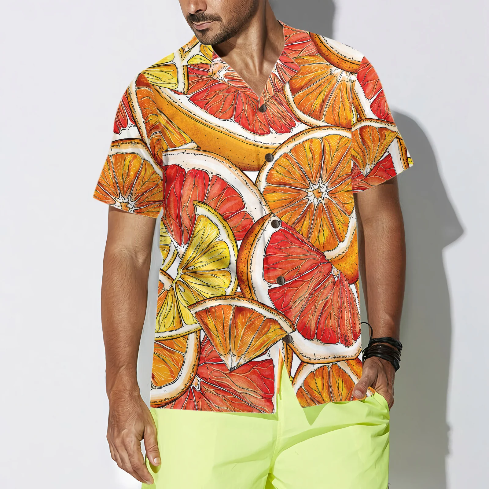 Luxury Summer Lemon  Orange Hawaiian Shirt Aloha Shirt For Men and Women