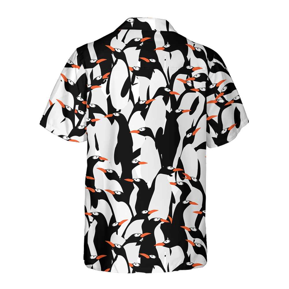 Penguin Colony Hawaiian Shirt Cool Penguin Shirt Penguin Themed Gift Idea Aloha Shirt For Men and Women