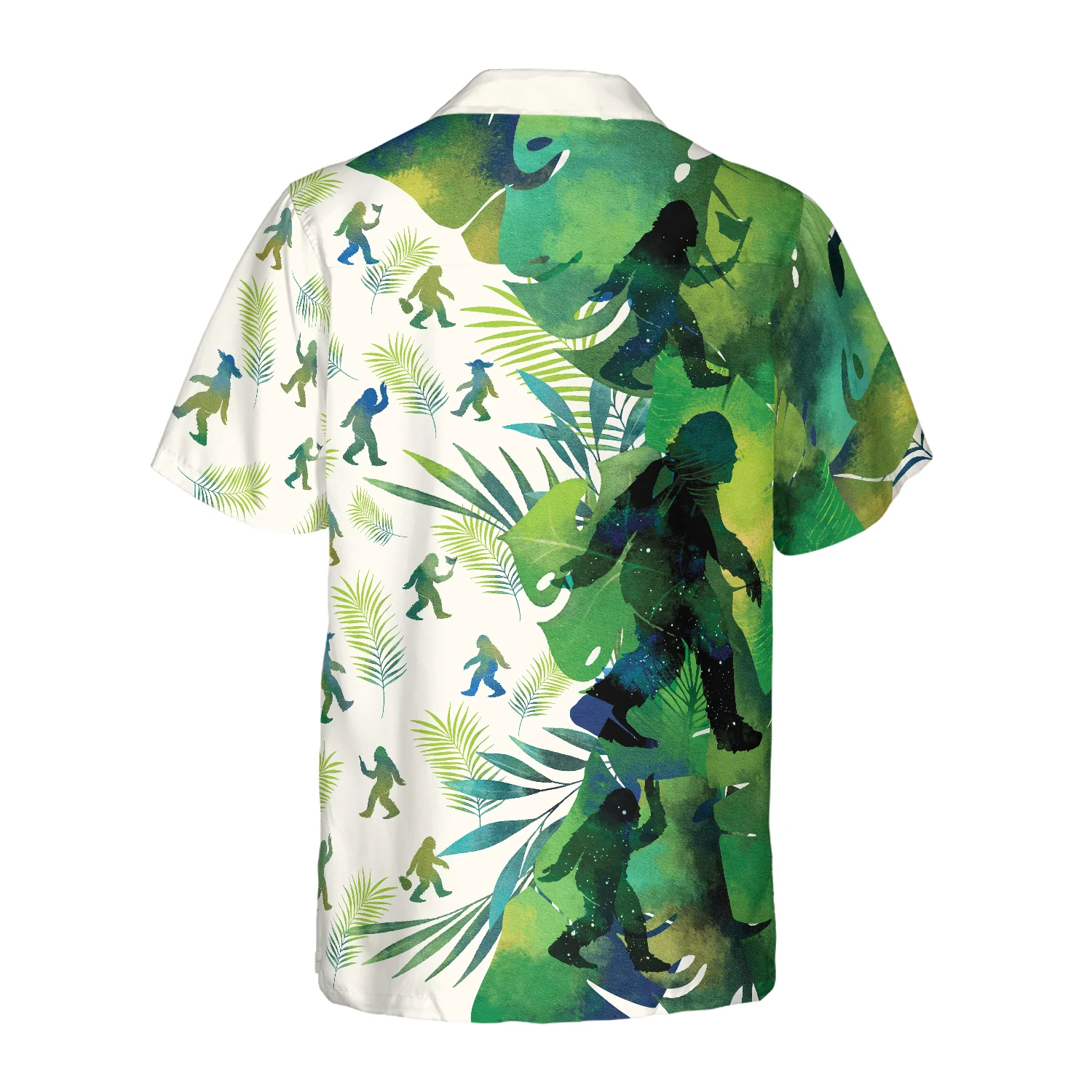 Bigfoot Silhouettes in Tropical Hawaiian Shirts Green Sasquatch Shirts Aloha Shirt For Men and Women