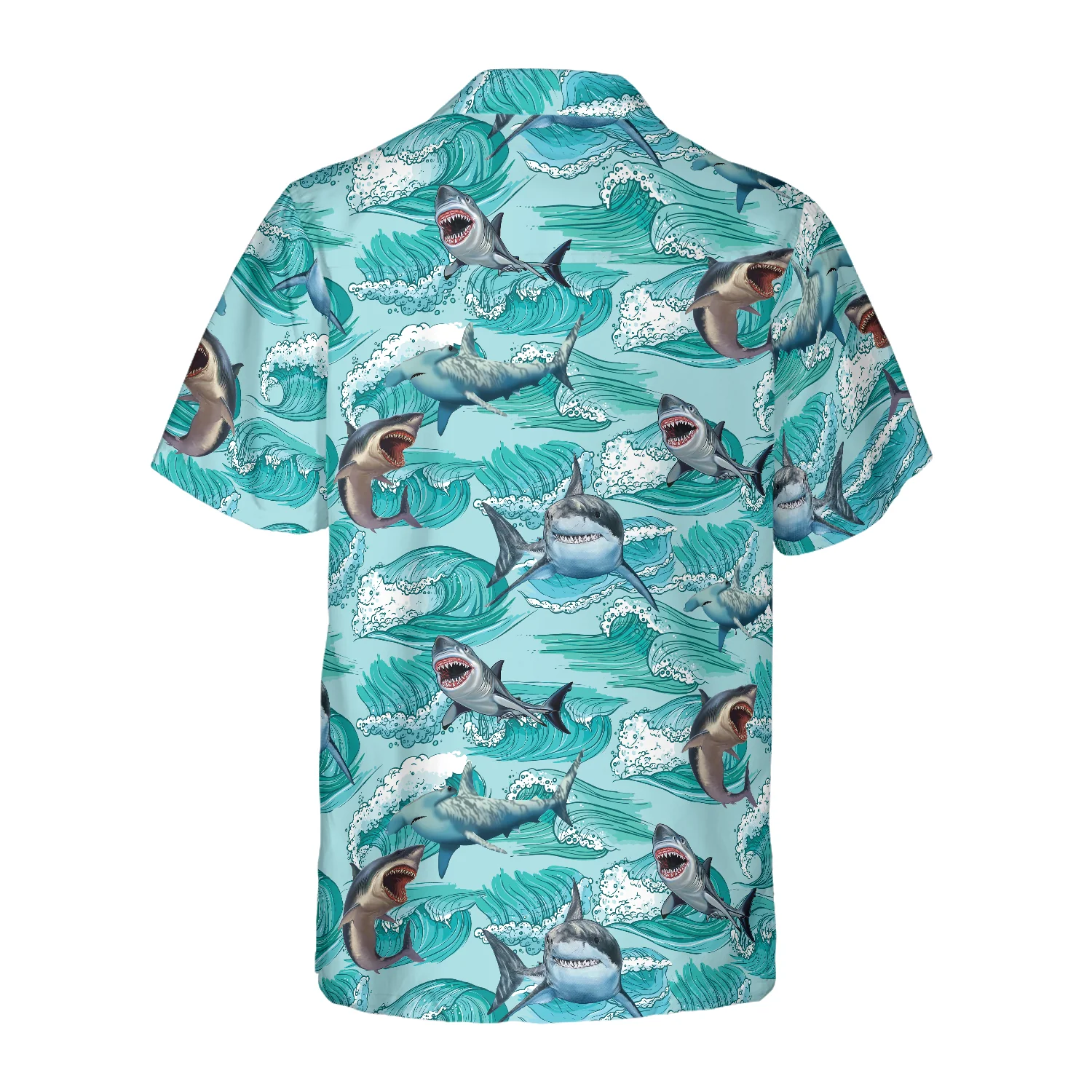 Sharks On Sea Waves Hawaiian Shirt Aloha Shirt For Men and Women