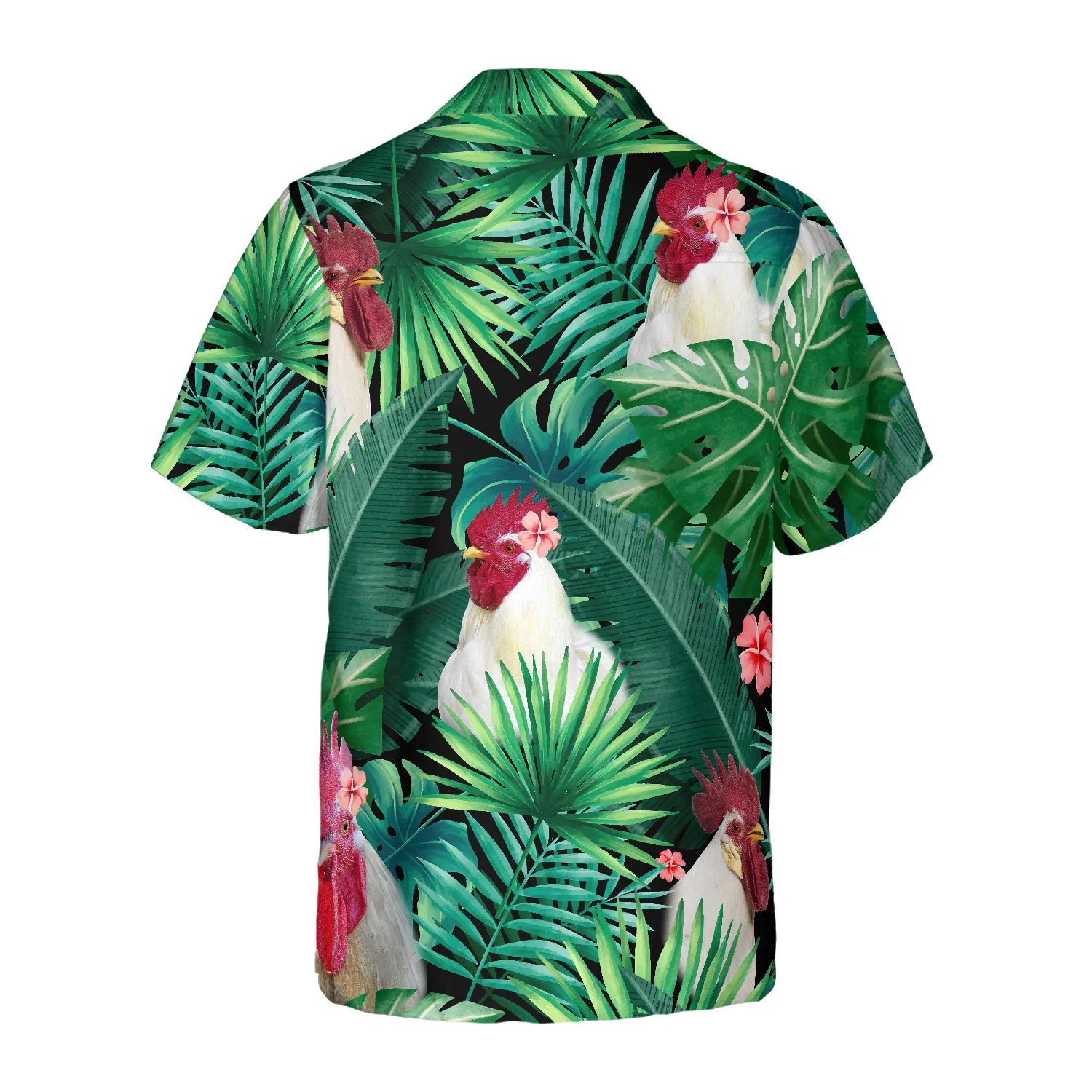 Tropical White Rooster Hawaiian Shirt Aloha Shirt For Men and Women