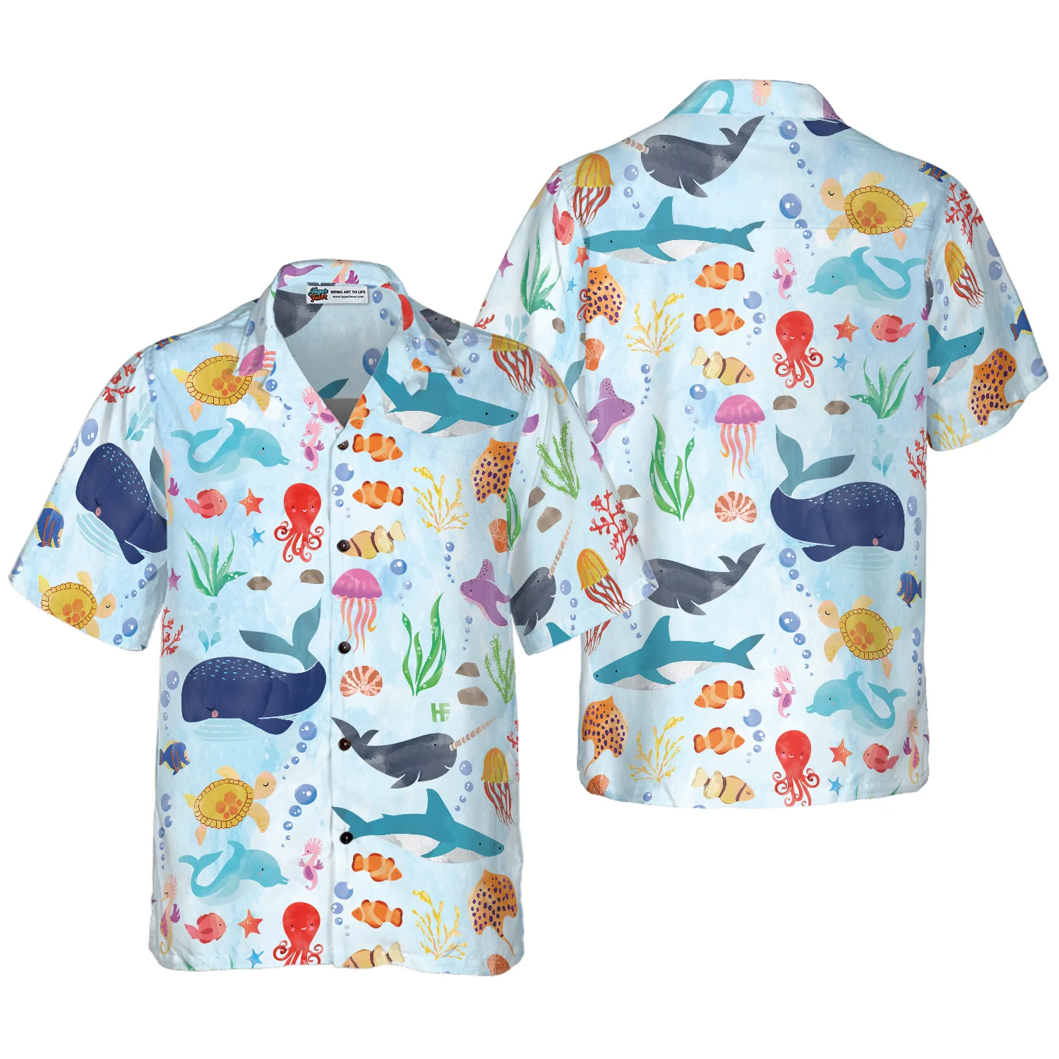 Ocean Fish Pattern Hawaiian Shirt Aloha Shirt For Men and Women