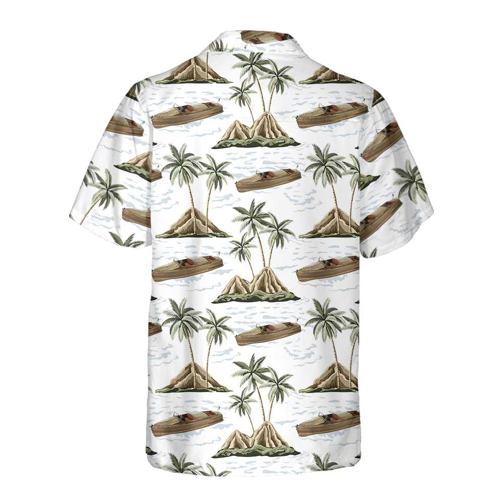 Chris-Craft Boat Pattern Hawaiian Shirt Short Sleeve Sailboat Shirt Unique Nautical Shirt Aloha Shirt For Men and Women