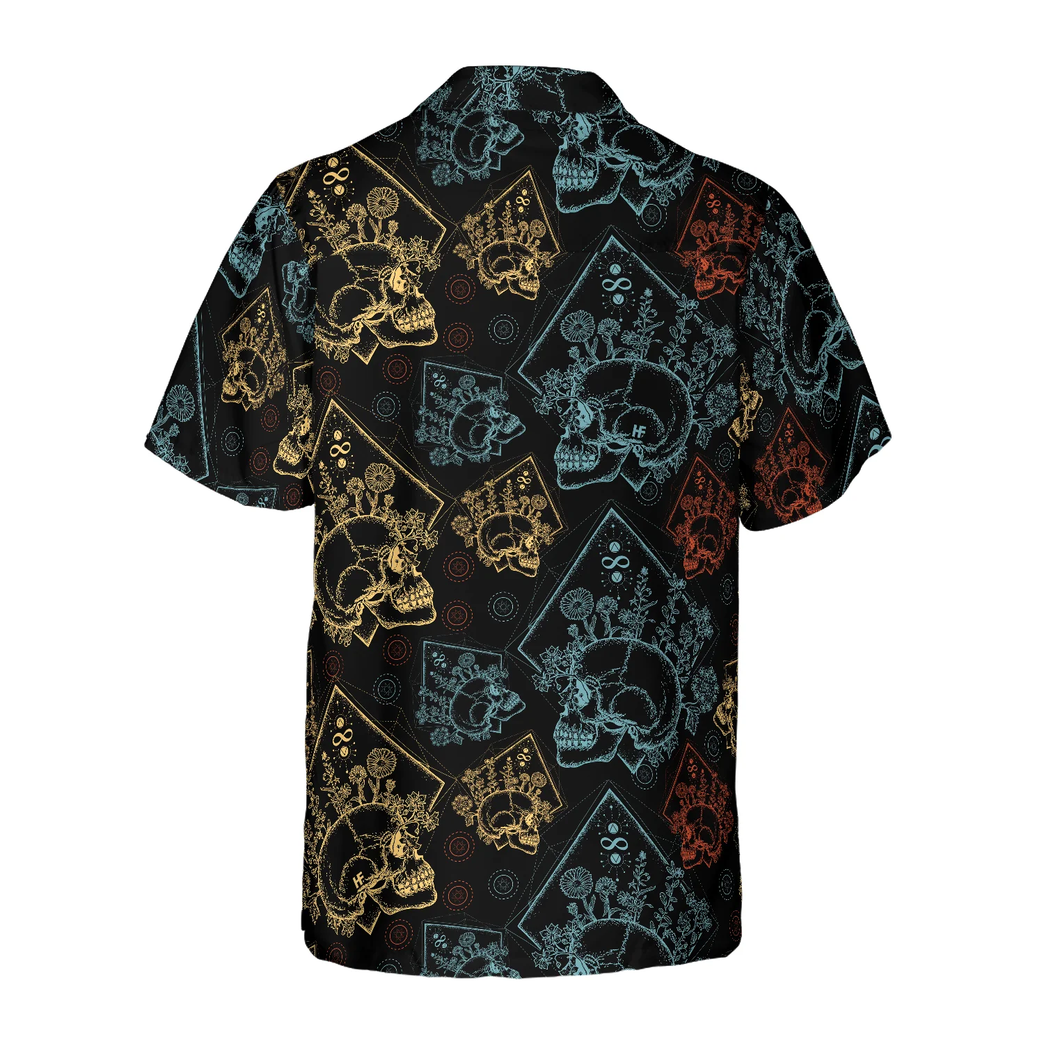 Gothic Skulls In Scrapbooking Style Hawaiian Shirt Aloha Shirt For Men and Women