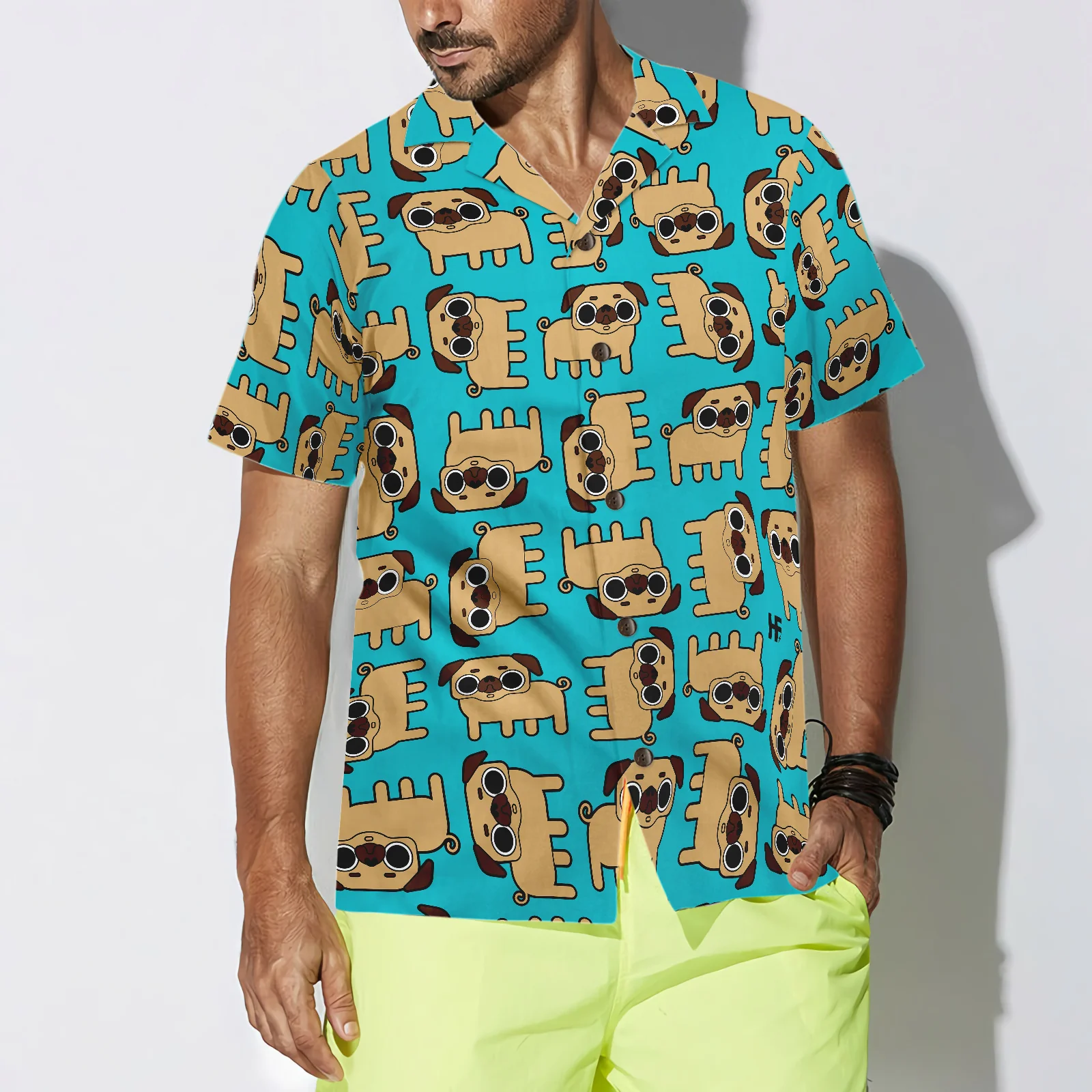 Pug Dog Seamless Pattern Shirt Hawaiian Shirt Aloha Shirt For Men and Women